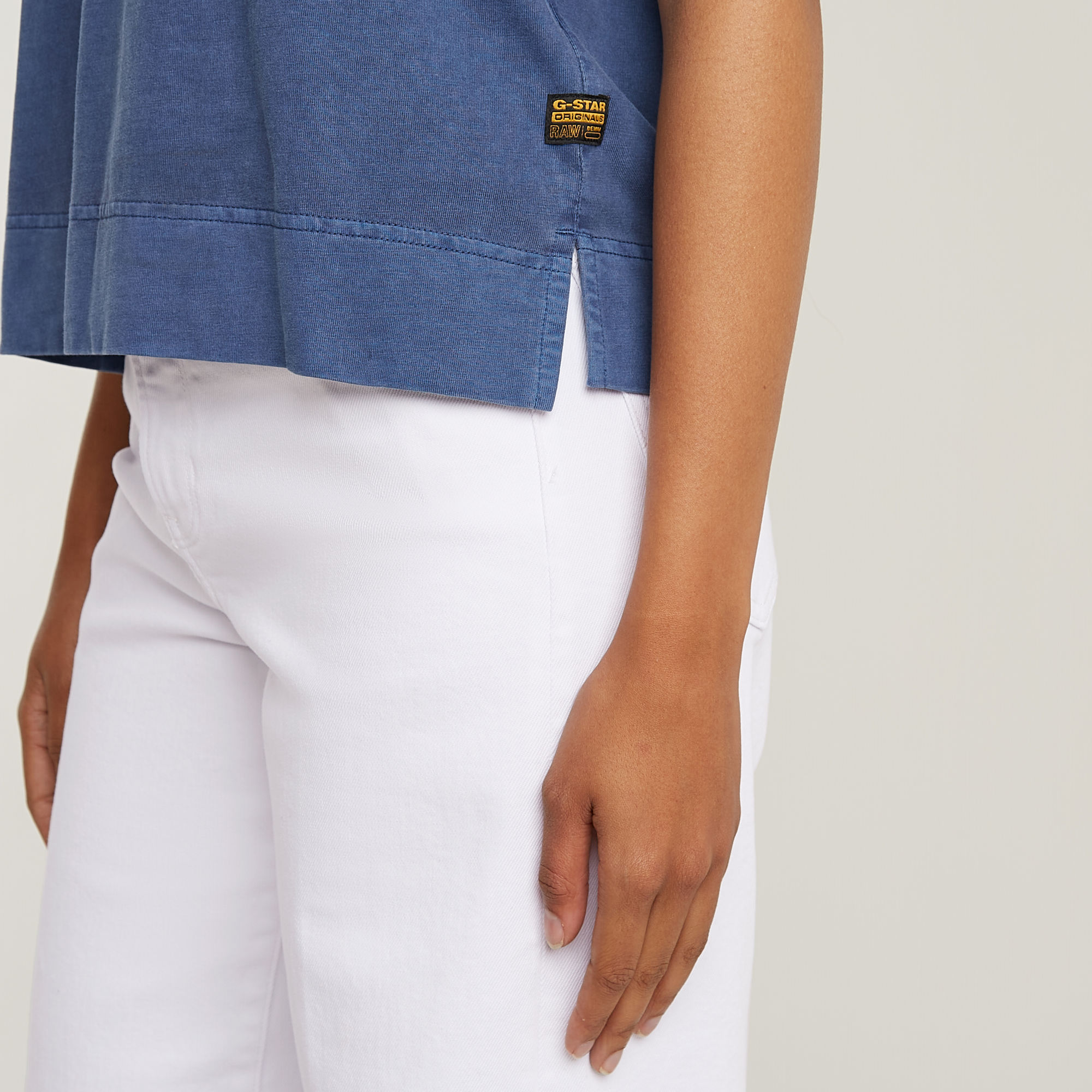 G-Star RAW Back Zip Overdyed Top Midden blauw Dames