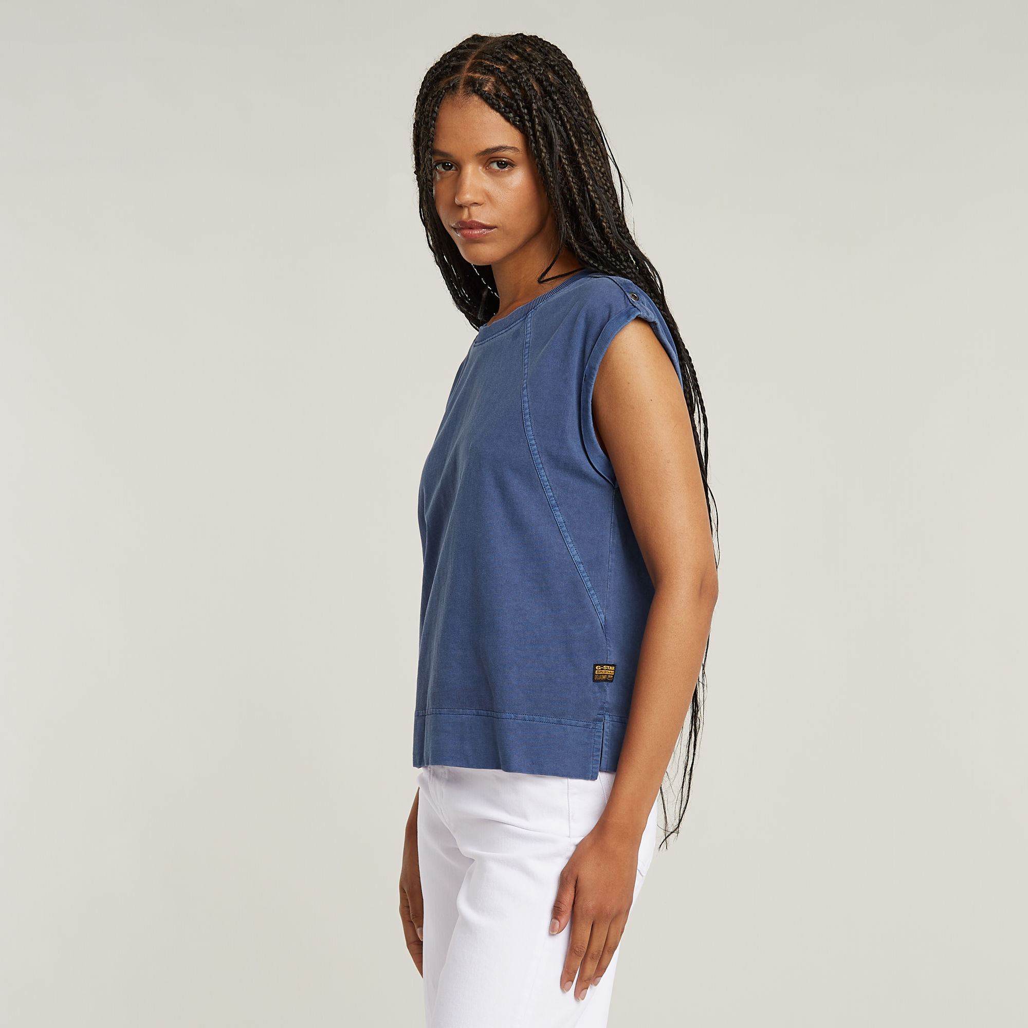 G-Star RAW Back Zip Overdyed Top Midden blauw Dames