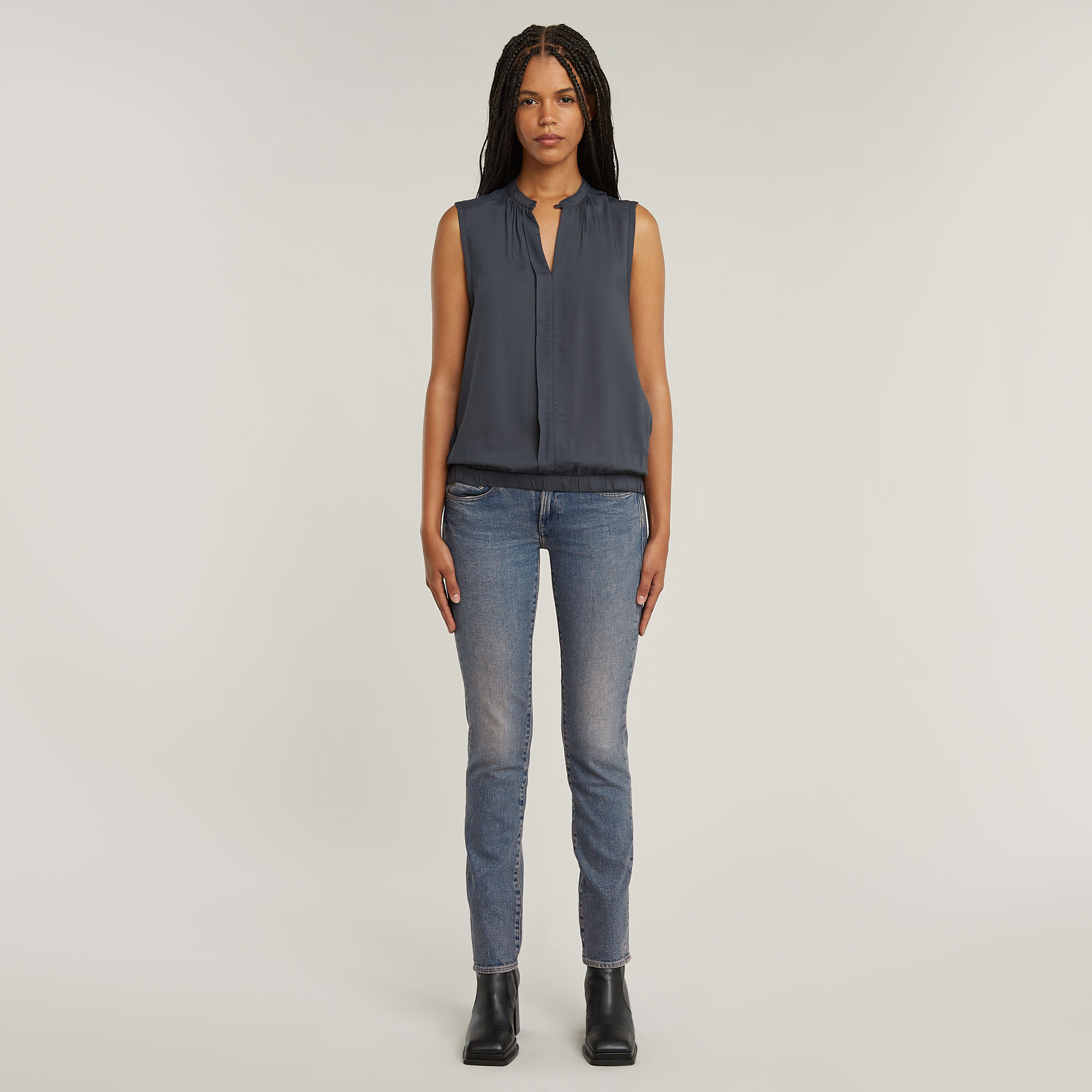 G-Star RAW Stand Up Collar Top Grijs Dames