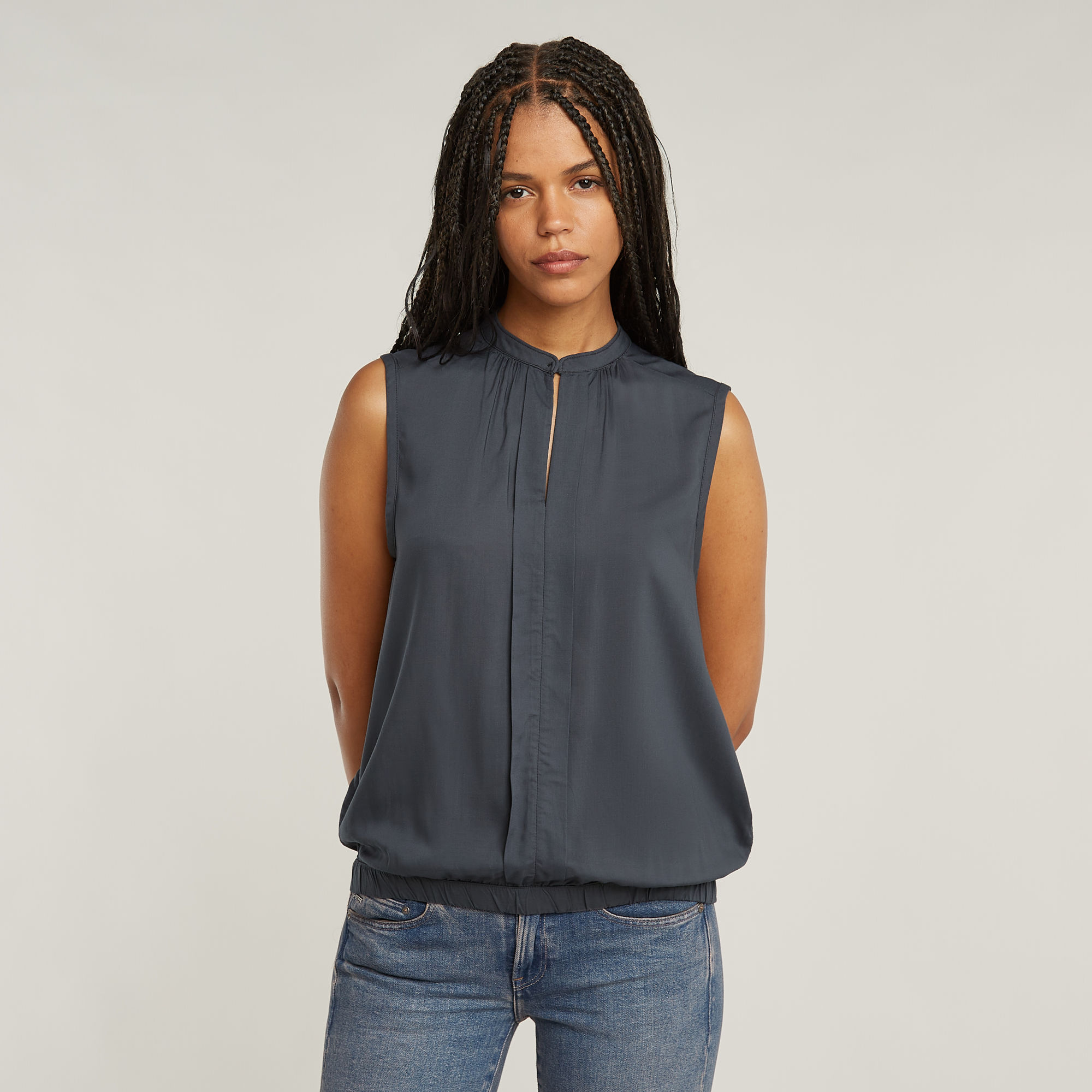 G-Star RAW Stand Up Collar Top Grijs Dames