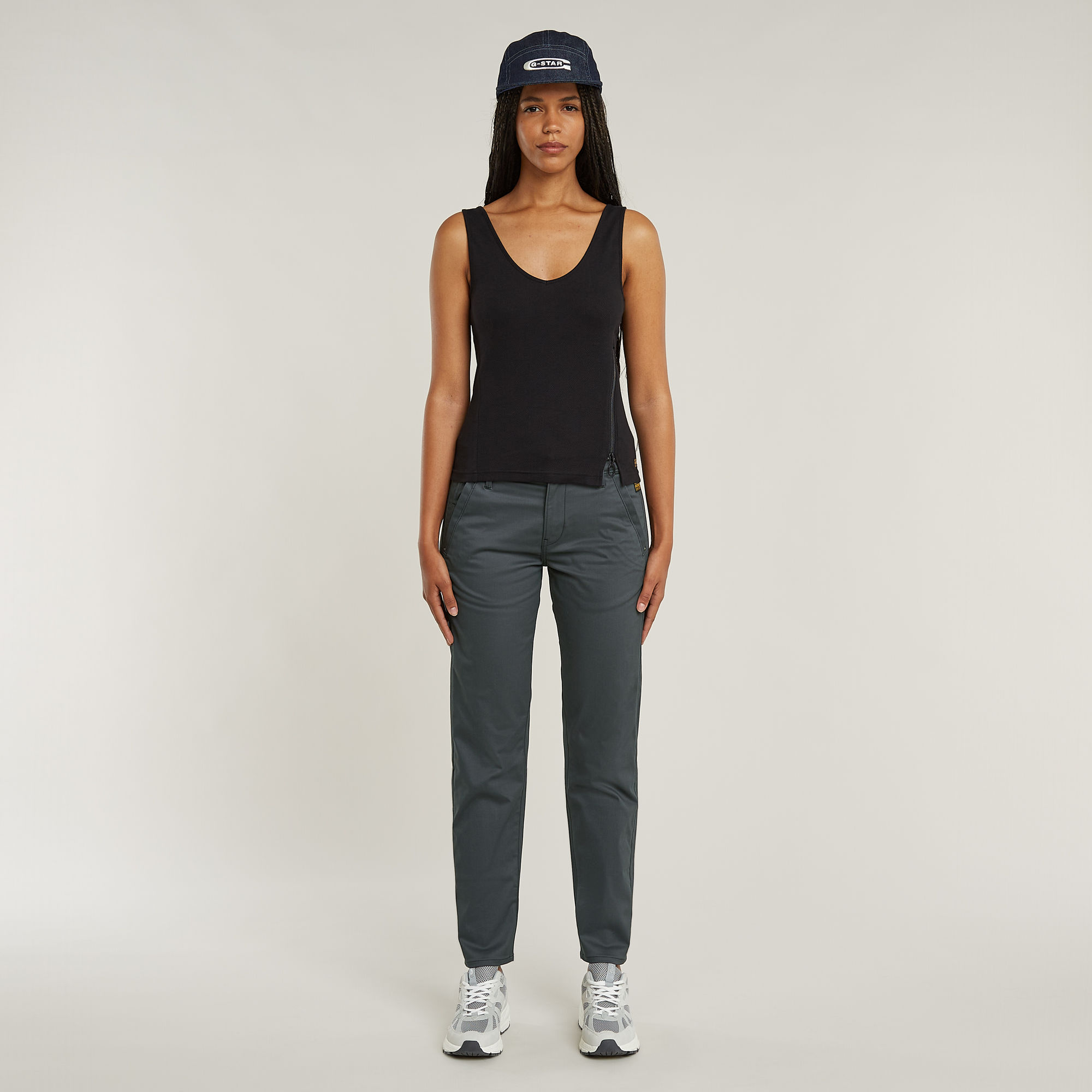 G-Star RAW Asymmetrical Zip Slim Tanktop Zwart Dames