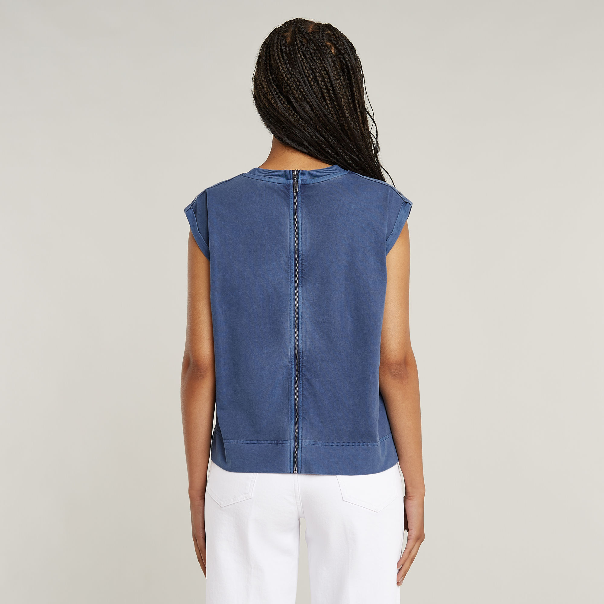 G-Star RAW Back Zip Overdyed Top Midden blauw Dames