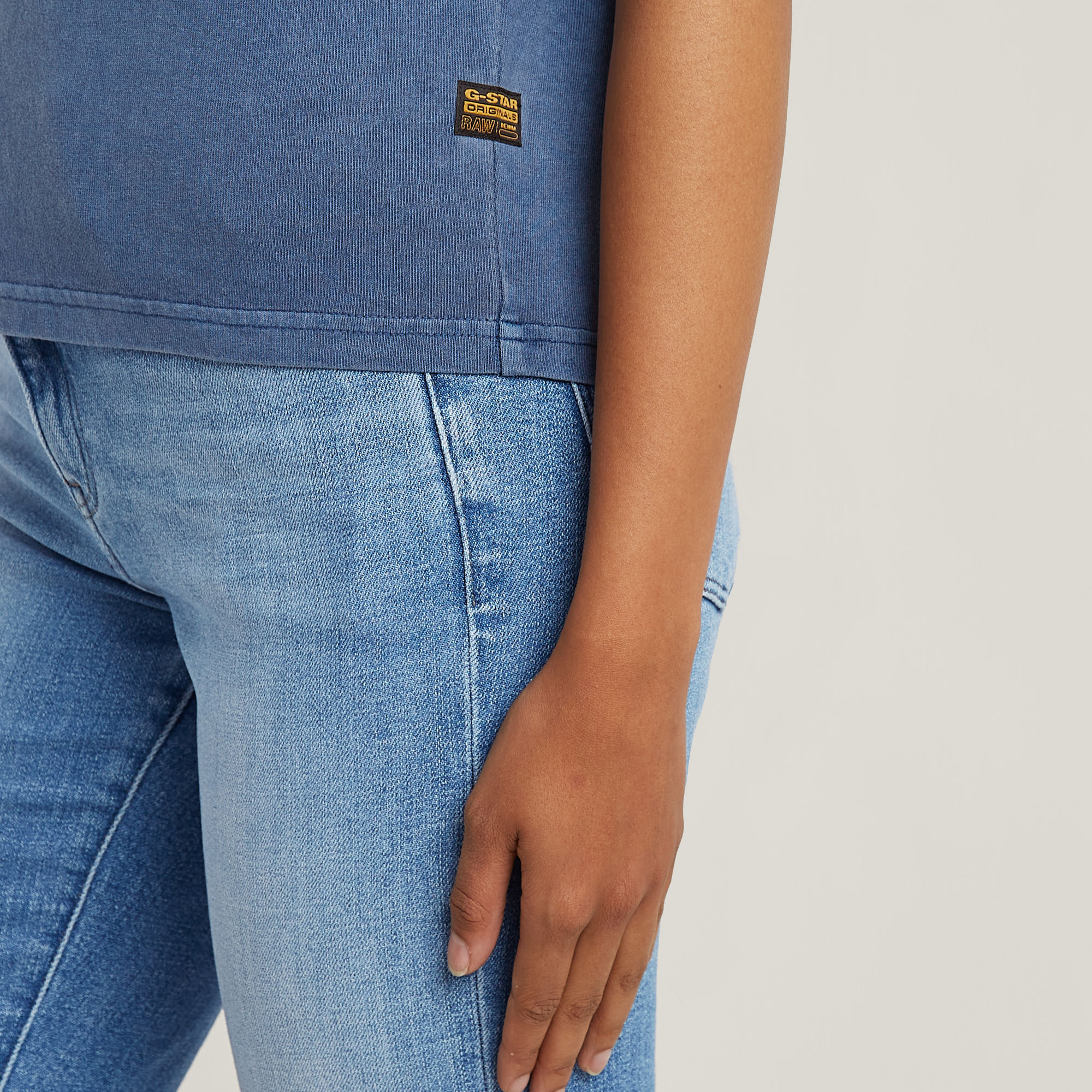 G-Star RAW Mini G-Script Logo Overdyed Top Midden blauw Dames