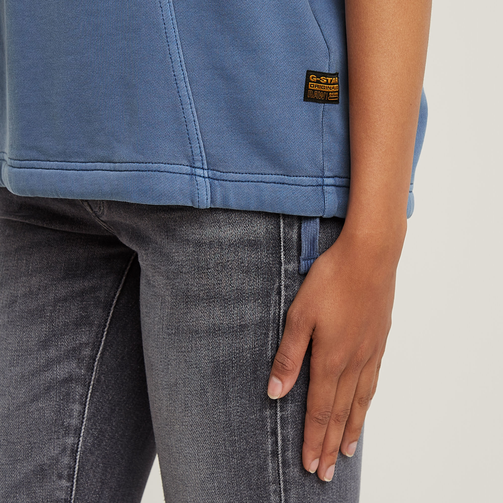 G-Star RAW Overdyed Seam Details Sweater Midden blauw Dames