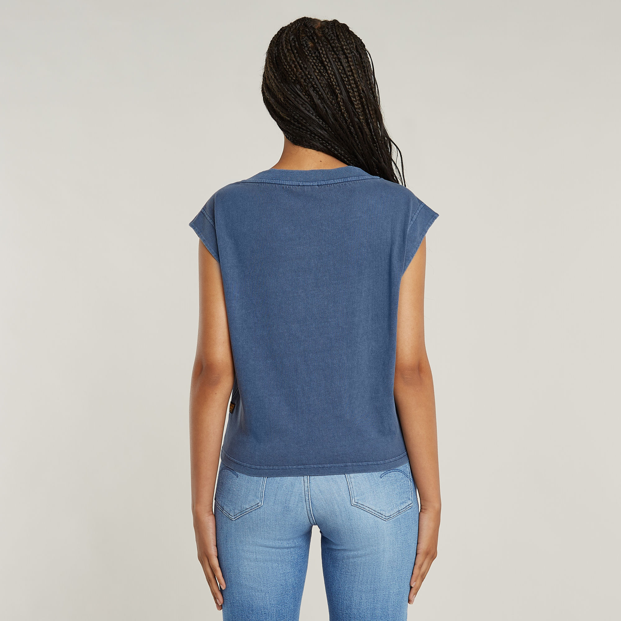 G-Star RAW Mini G-Script Logo Overdyed Top Midden blauw Dames