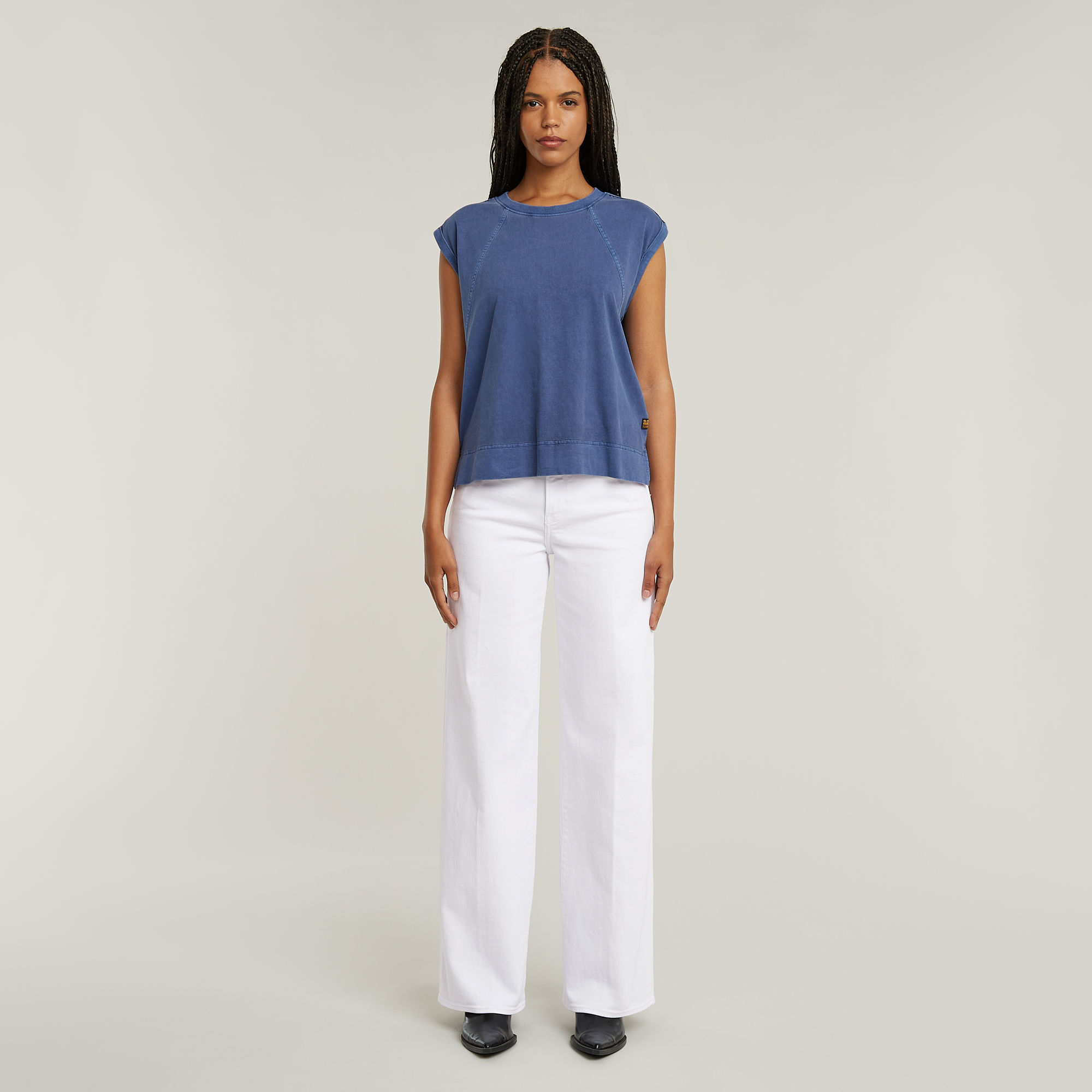 G-Star RAW Back Zip Overdyed Top Midden blauw Dames