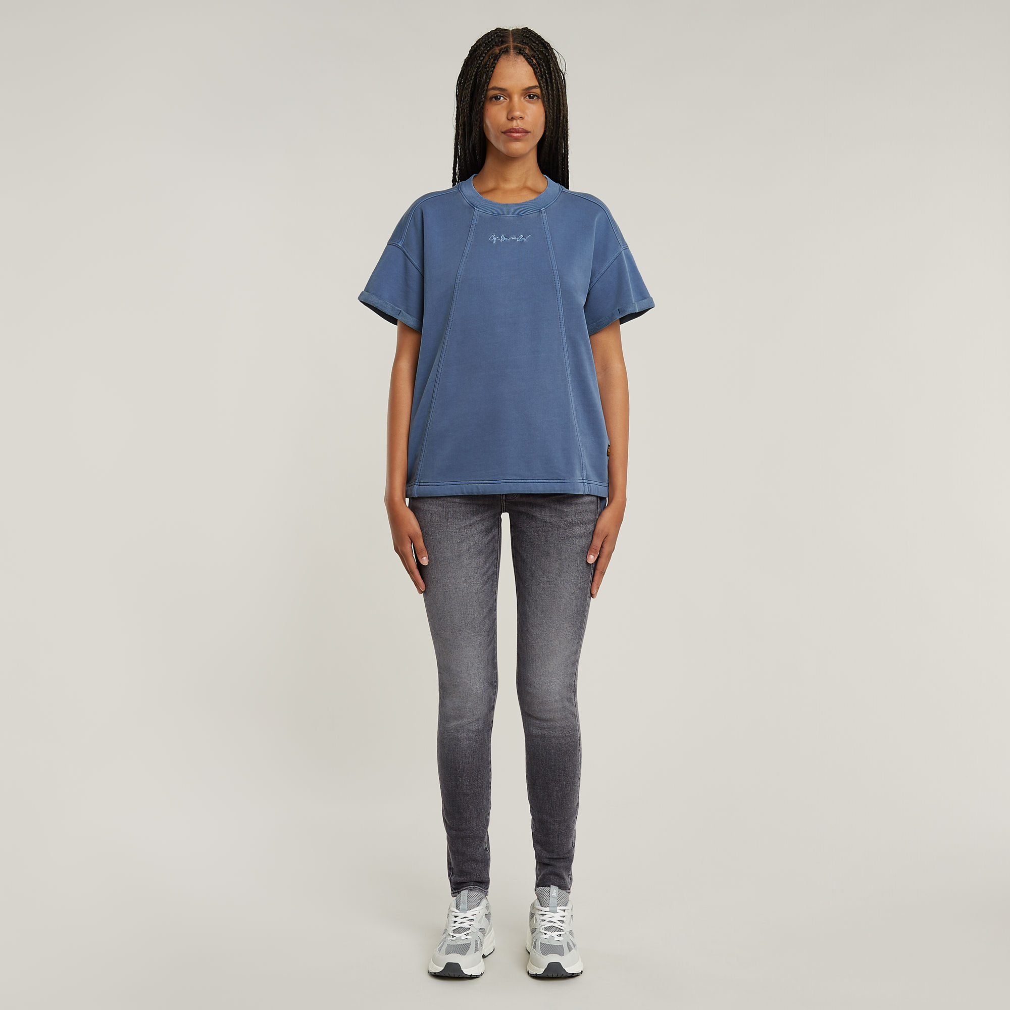 G-Star RAW Overdyed Seam Details Sweater Midden blauw Dames