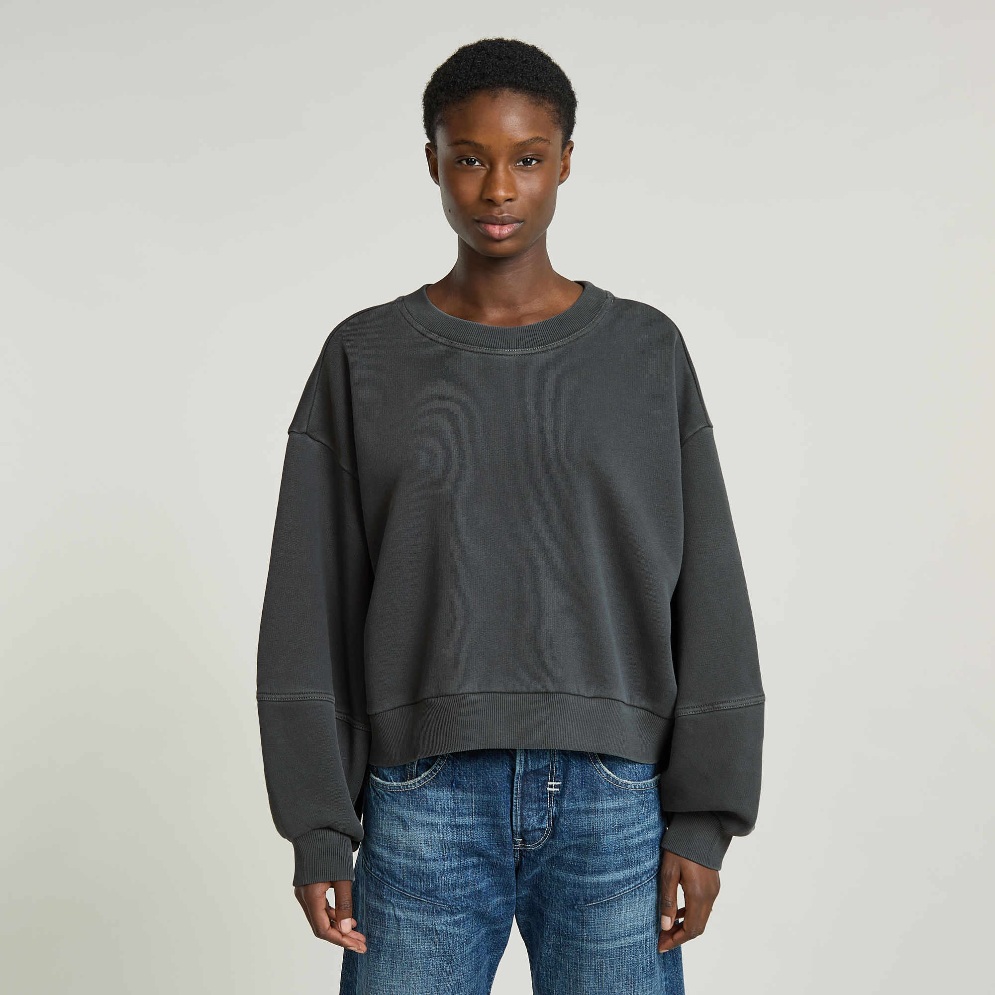 

Overdyed Big Sleeve Oversized Sweater - Black - Women