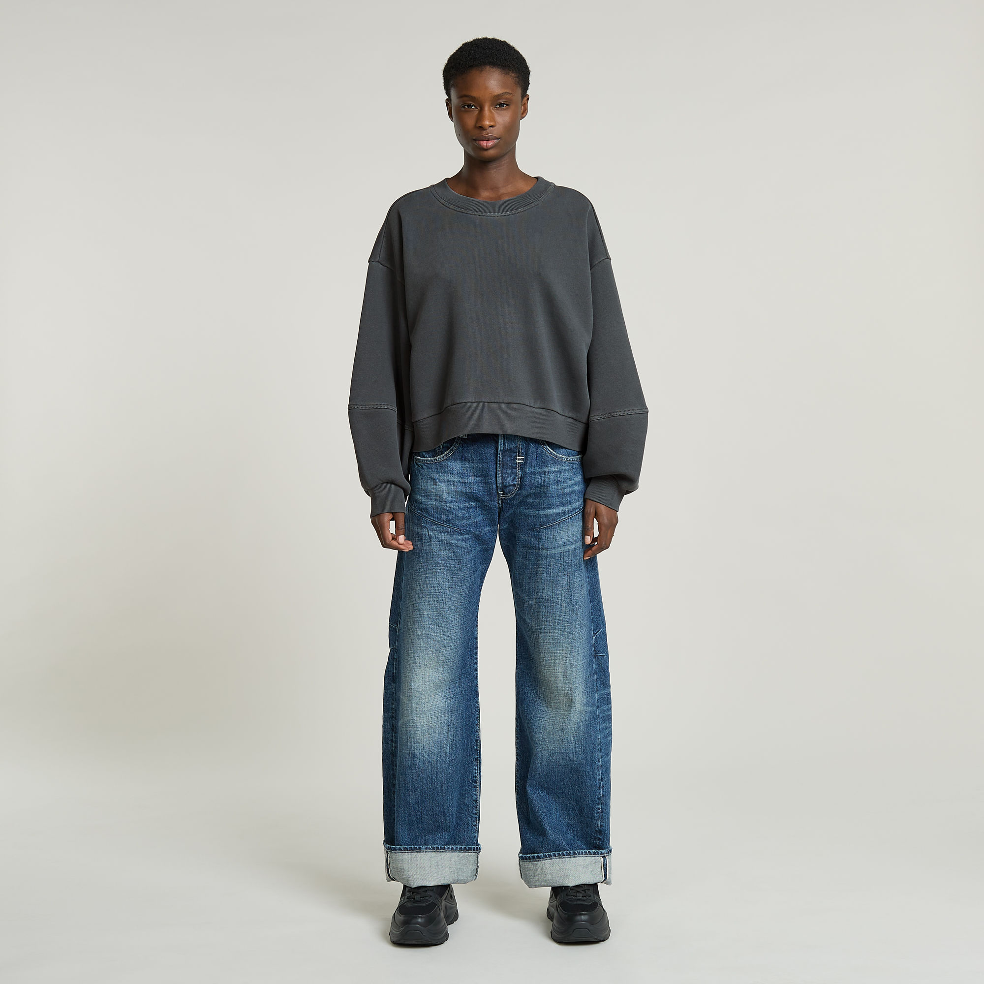 G-Star RAW Overdyed Big Sleeve Oversized Sweater Zwart Dames