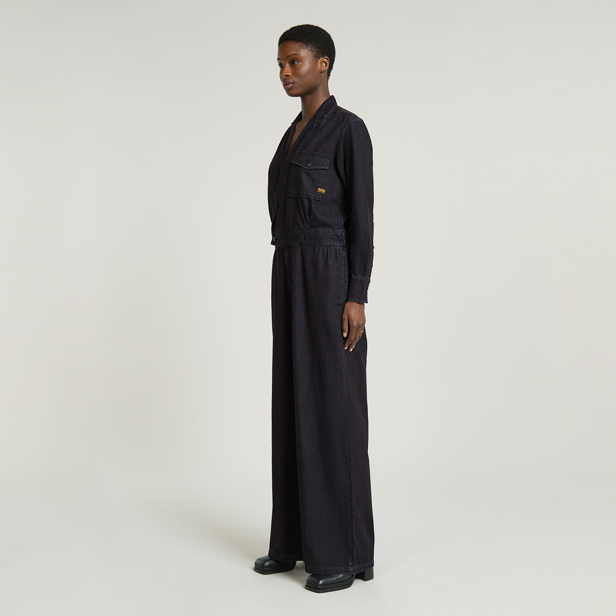 Tailored Wrap Jumpsuit - Schwarz - Damen