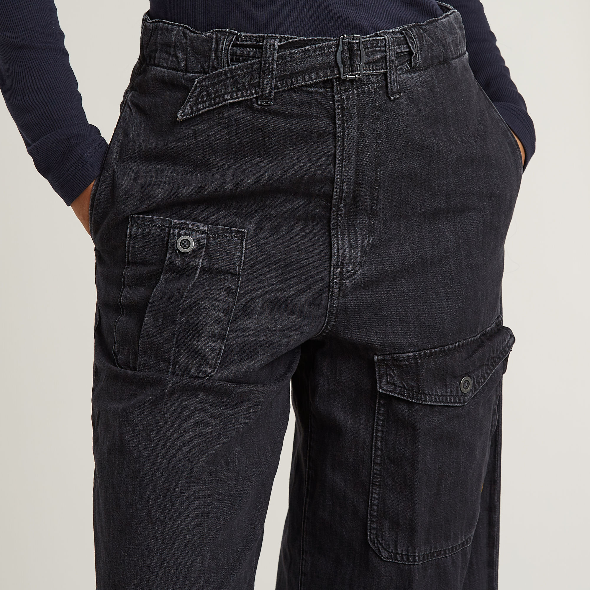 G-Star RAW Belted Cargo Loose Jeans Zwart Dames
