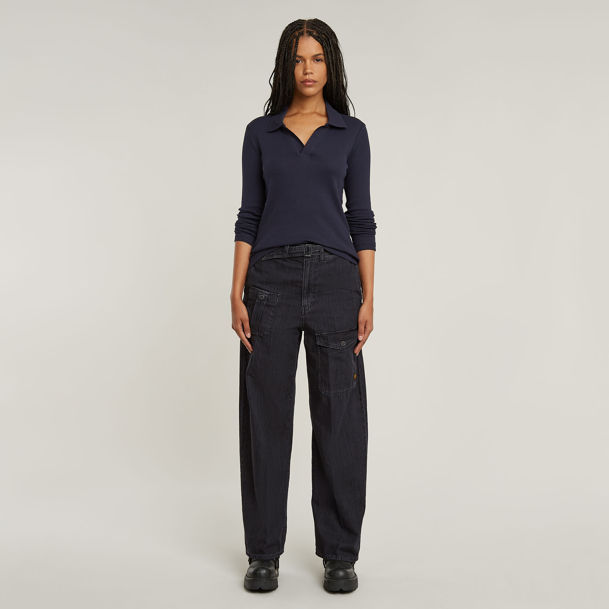 G-Star RAW Belted Cargo Loose Jeans Zwart Dames
