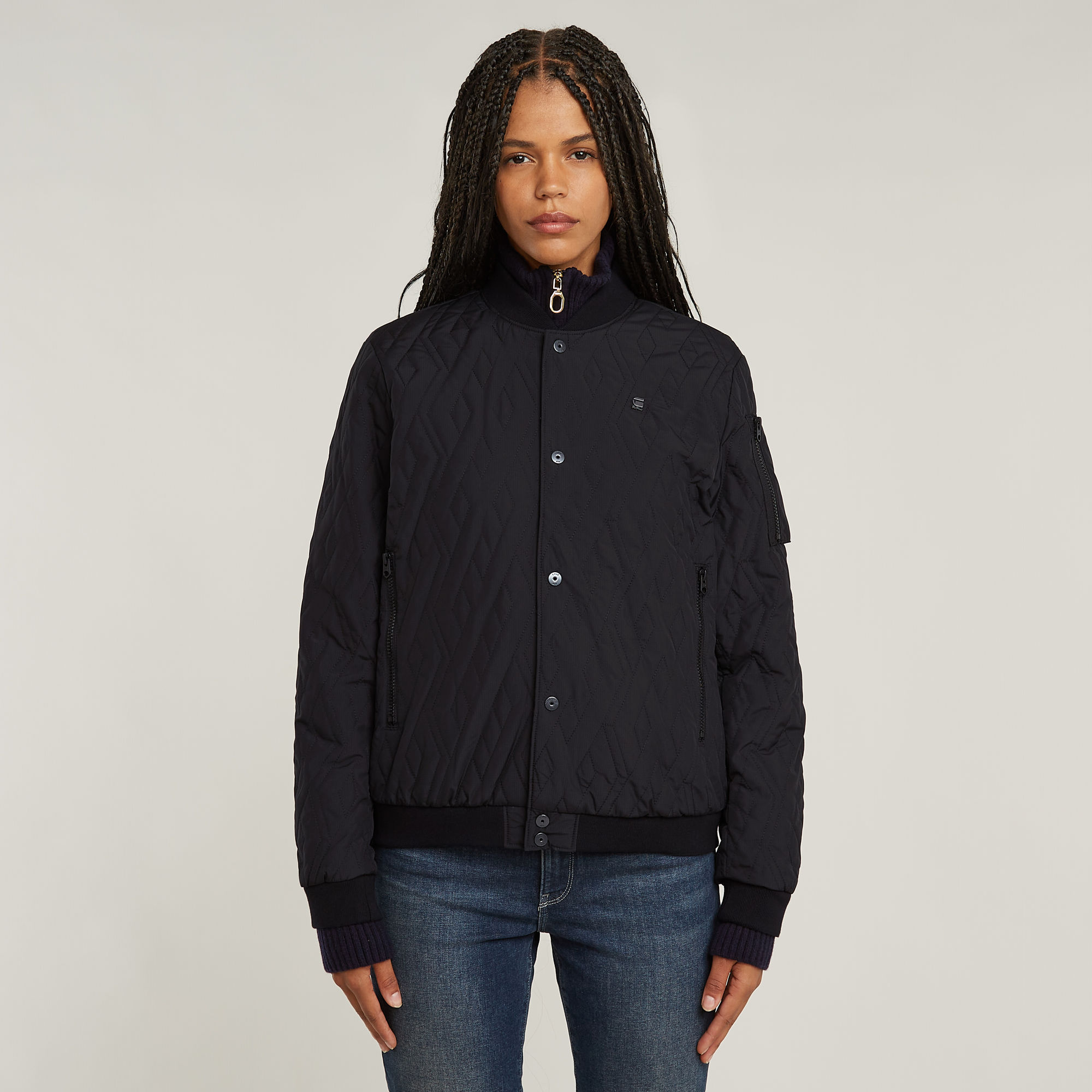 

Quilted Bomber - Black - Women