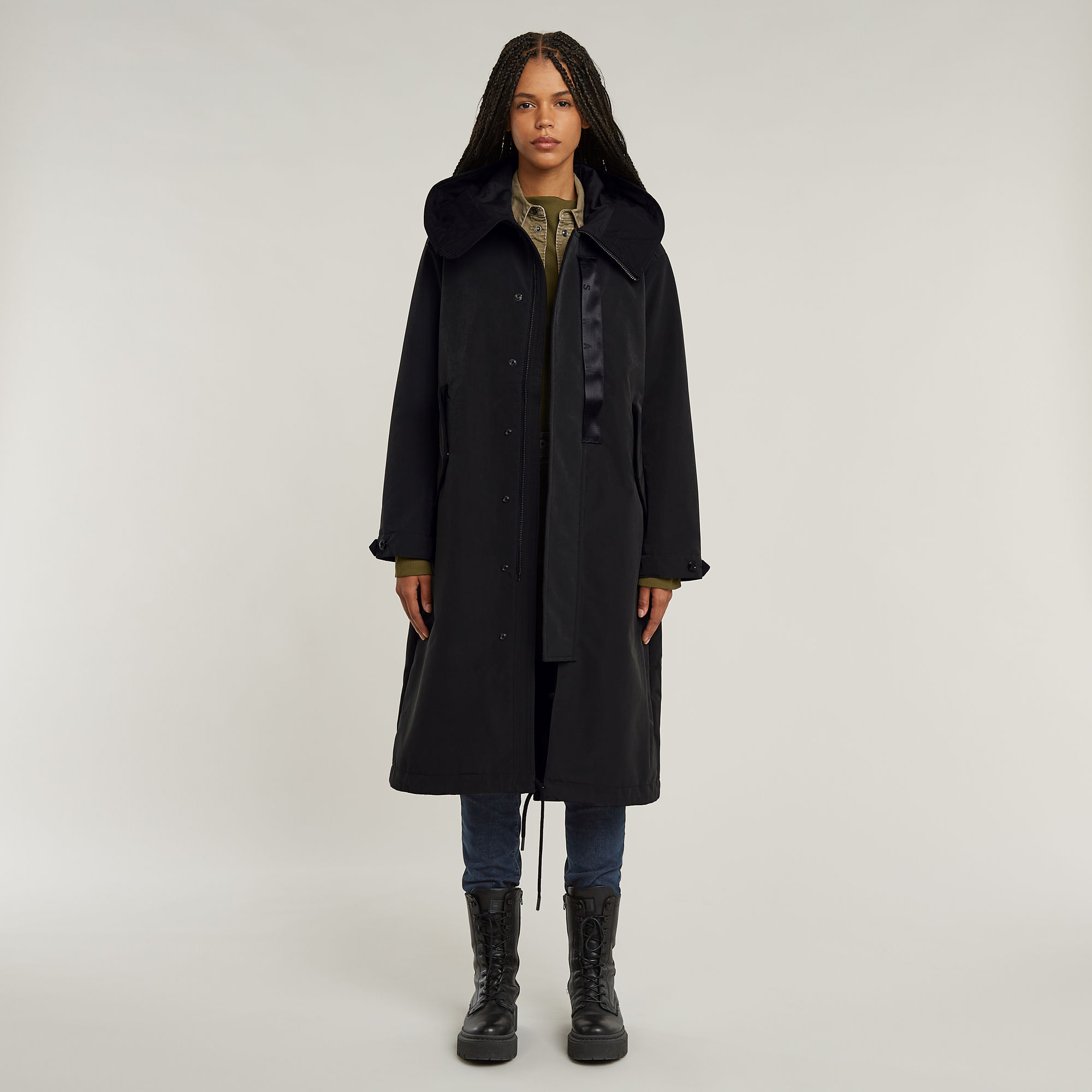 

Long Hooded Parka - Black - Women