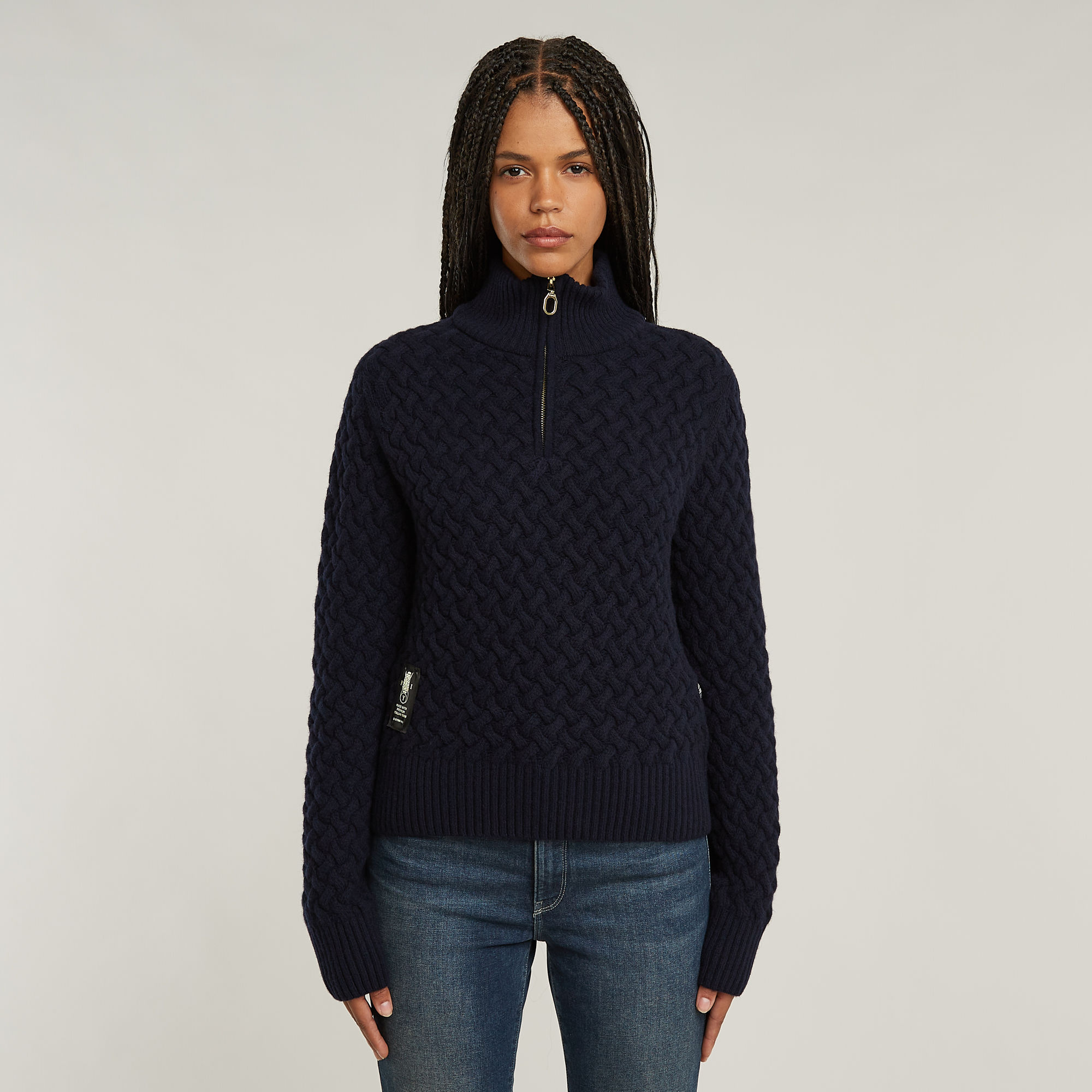 

Chunky Gebreide Schipperstrui - Donkerblauw - Dames