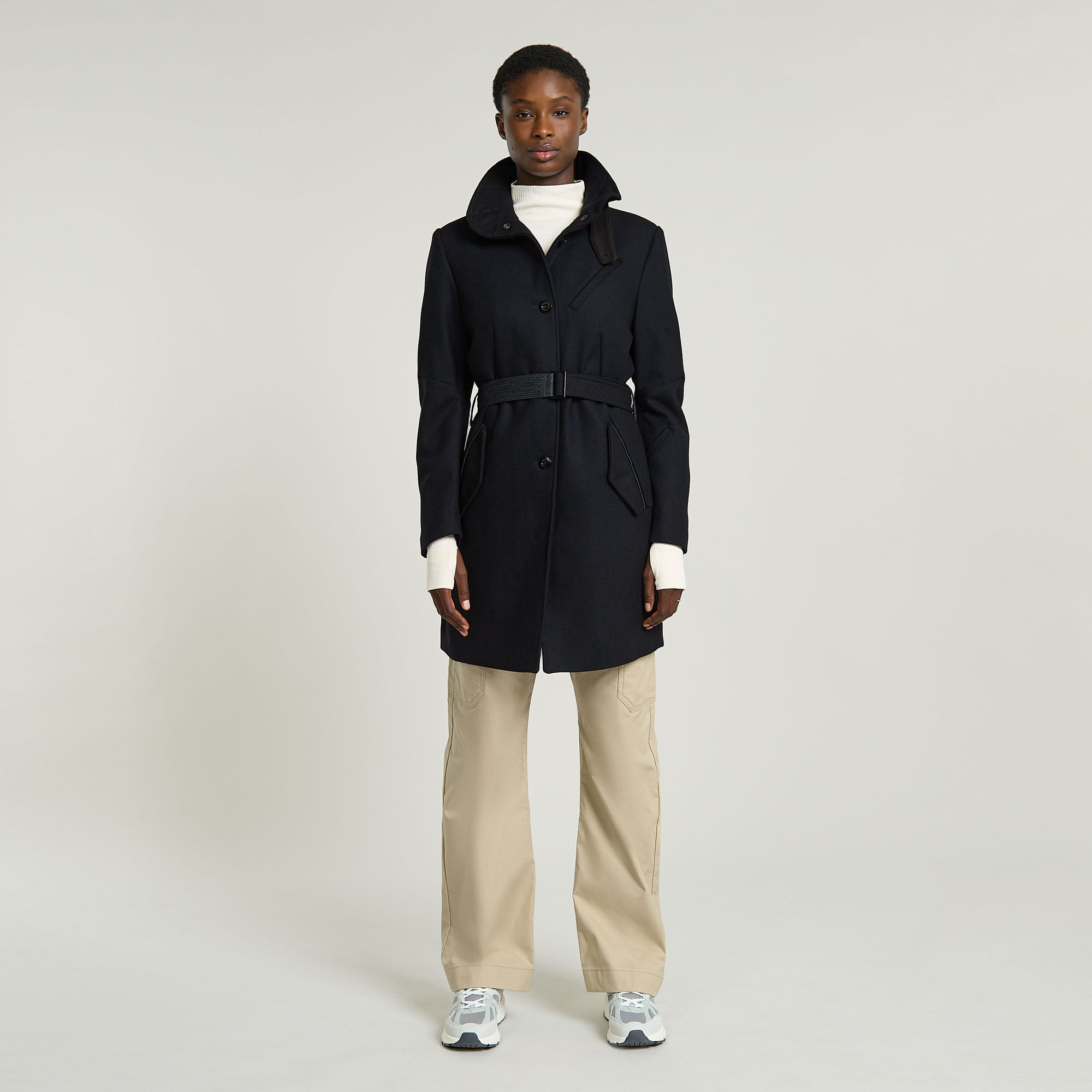 G-Star RAW Empral Wool Trenchcoat Donkerblauw Dames