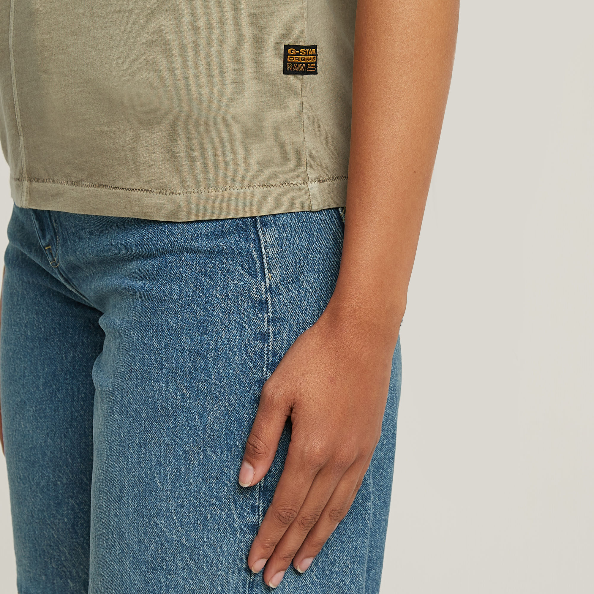G-Star RAW Overdyed Front Seam Top Beige Dames