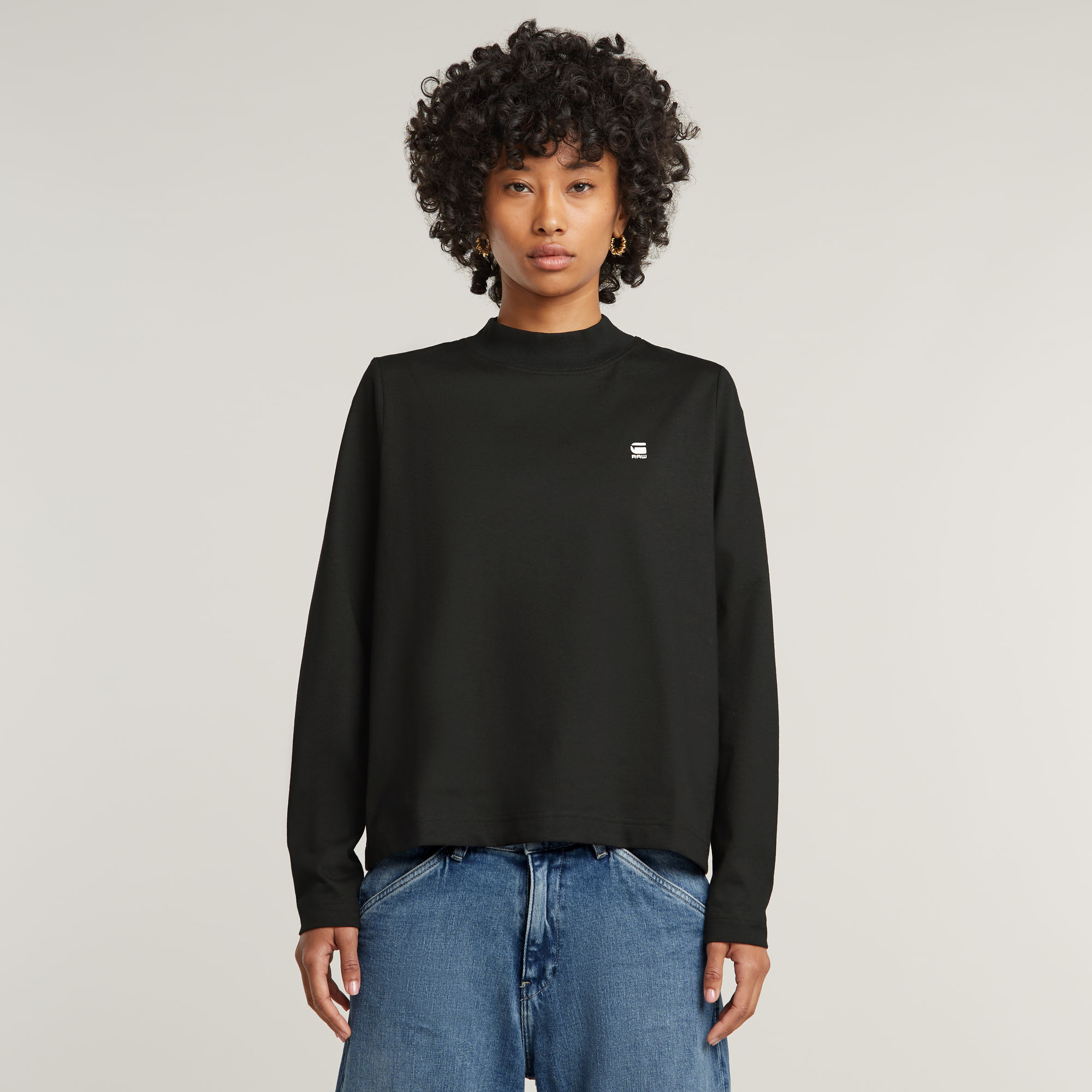 

Logo Mock Top - Black - Women