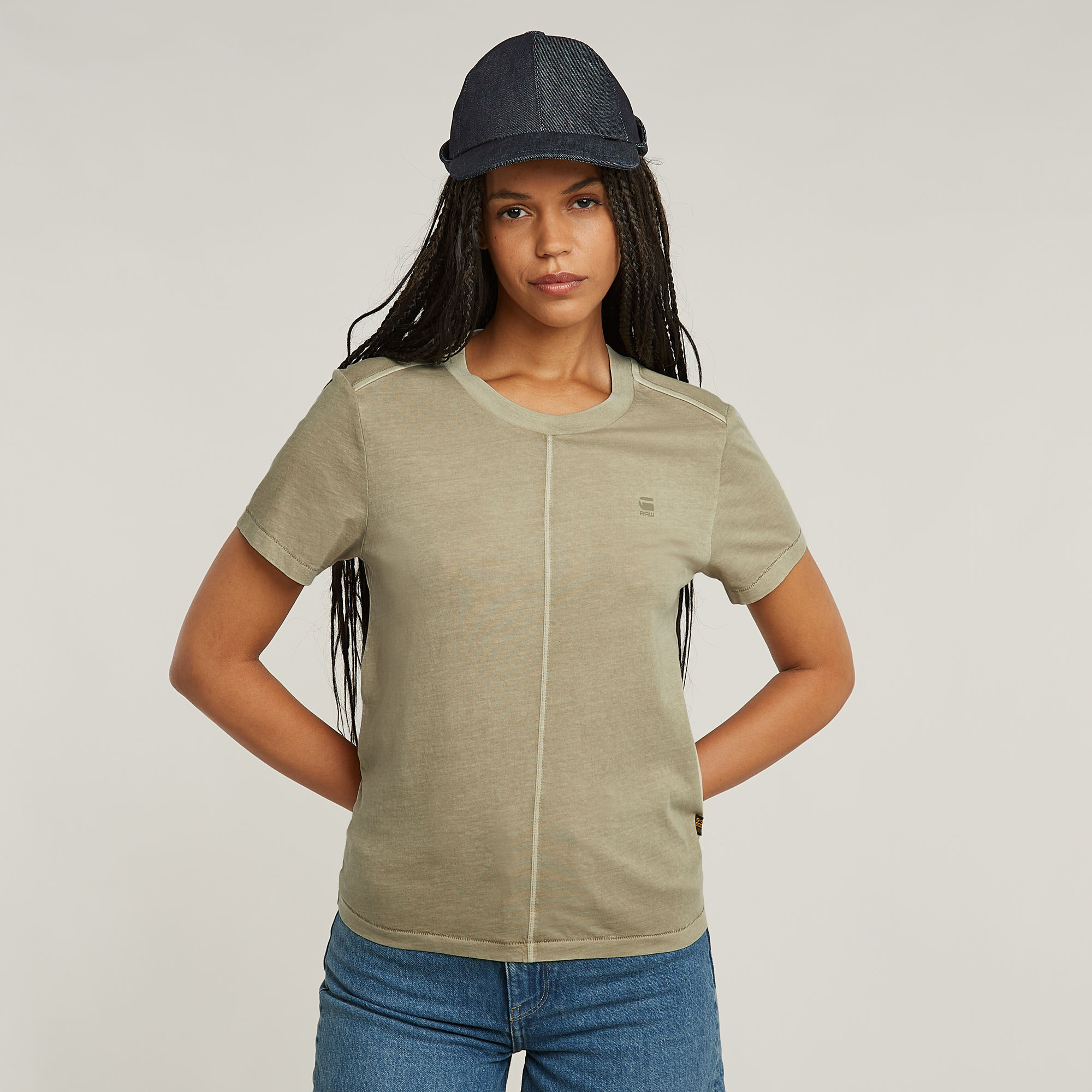 G-Star RAW Overdyed Front Seam Top Beige Dames