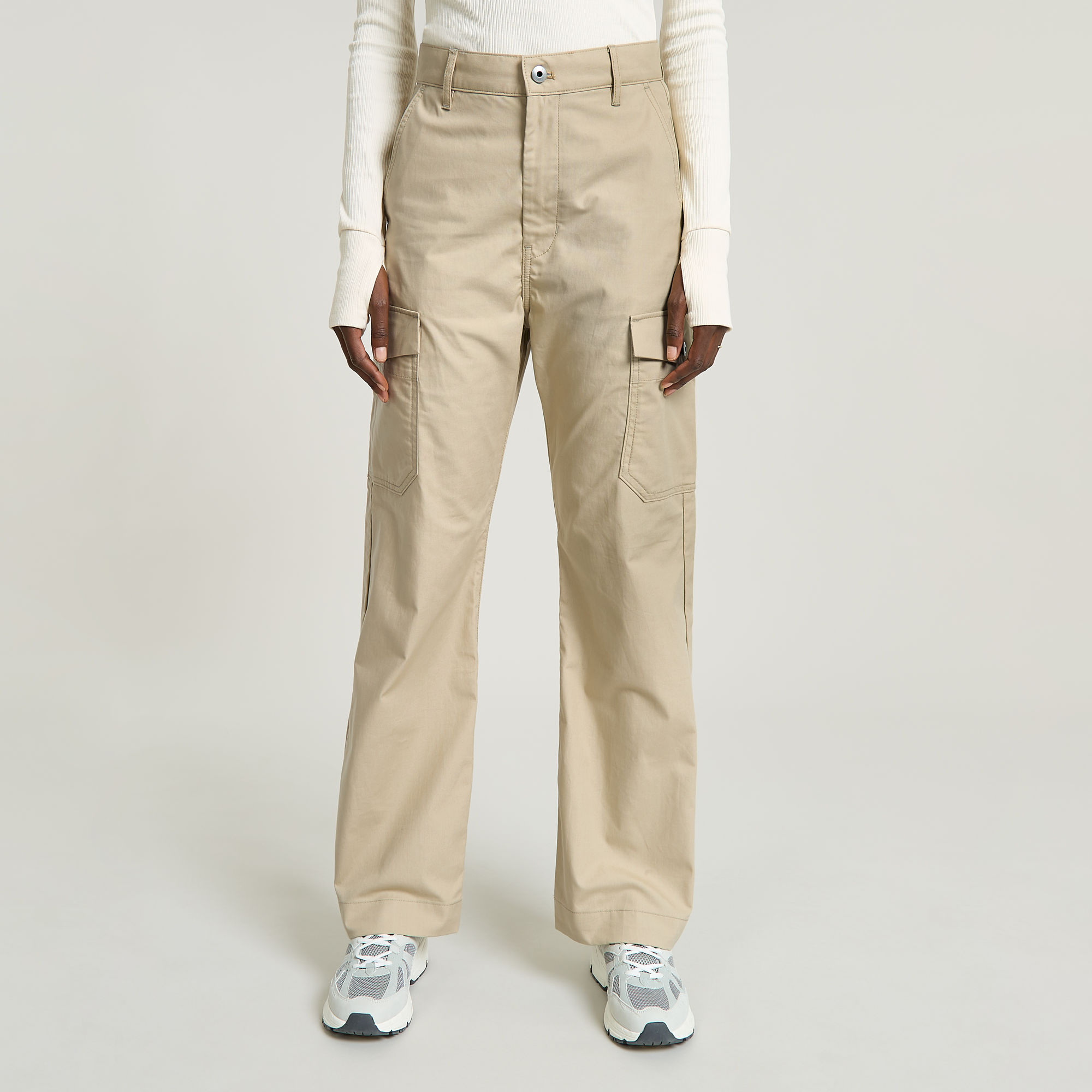 

Regular Cargo Broek - Beige - Dames