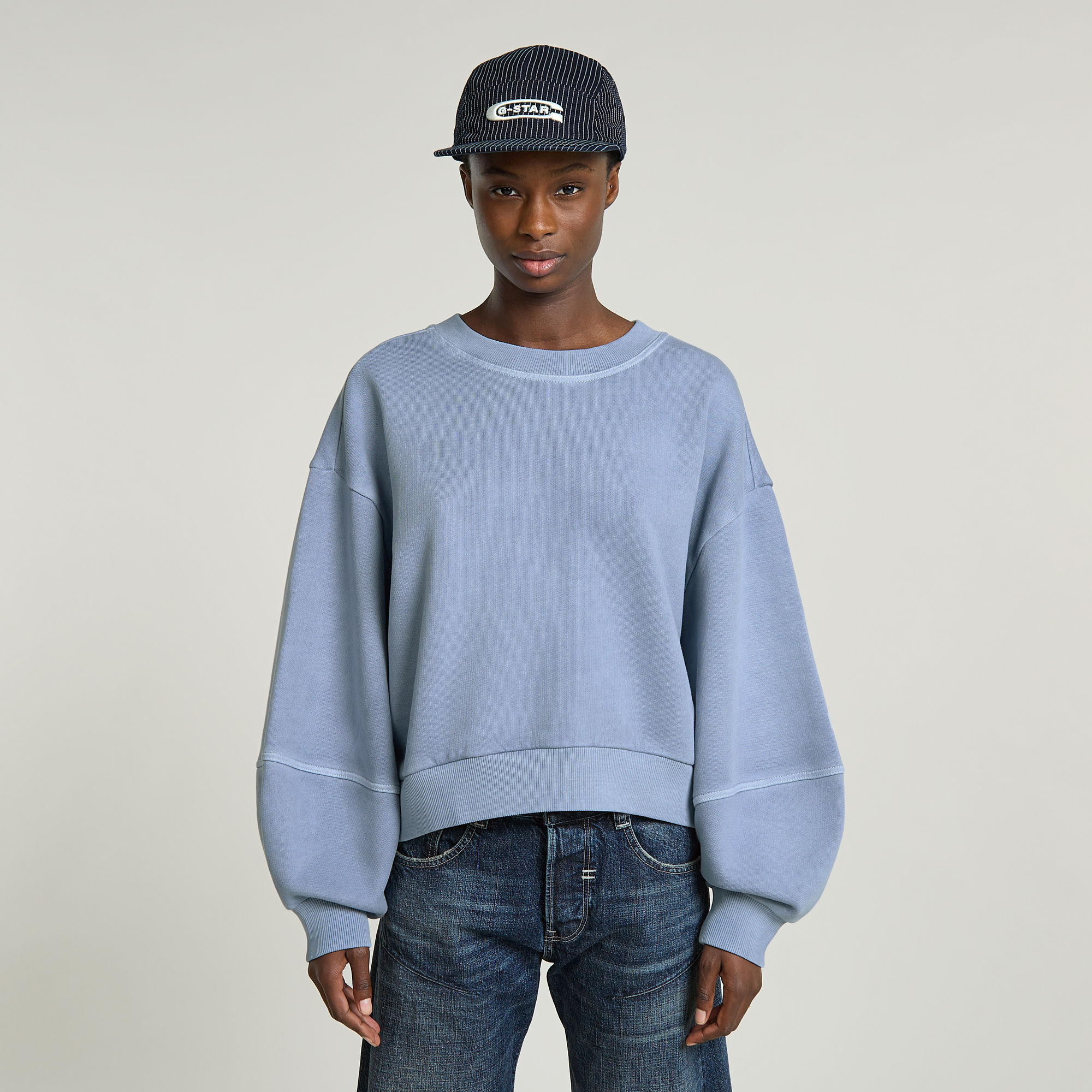 Overdyed Big Sleeve Oversized Sweater - Hellblau - Damen