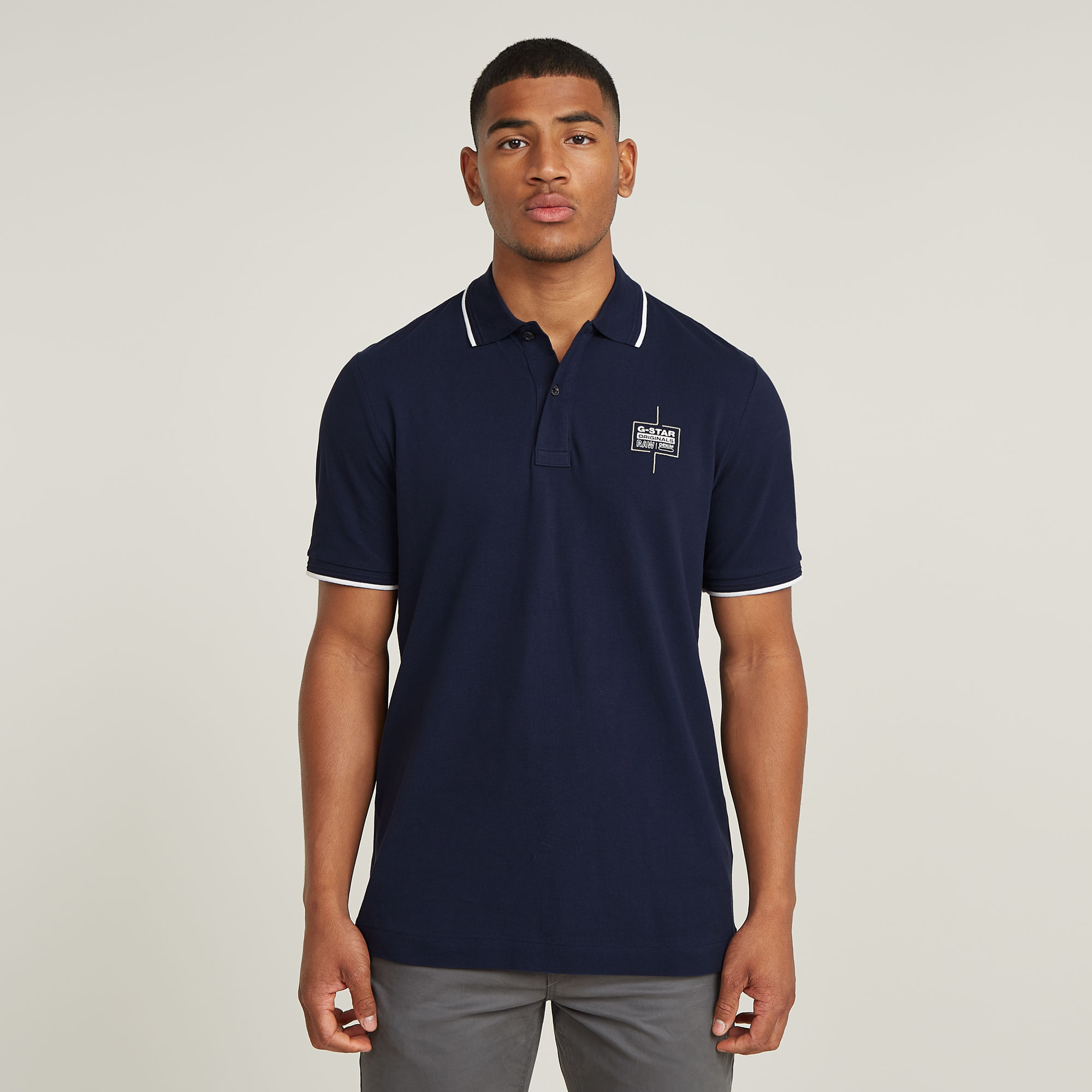 

Chest Logo Striped Polo - Dark blue - Men