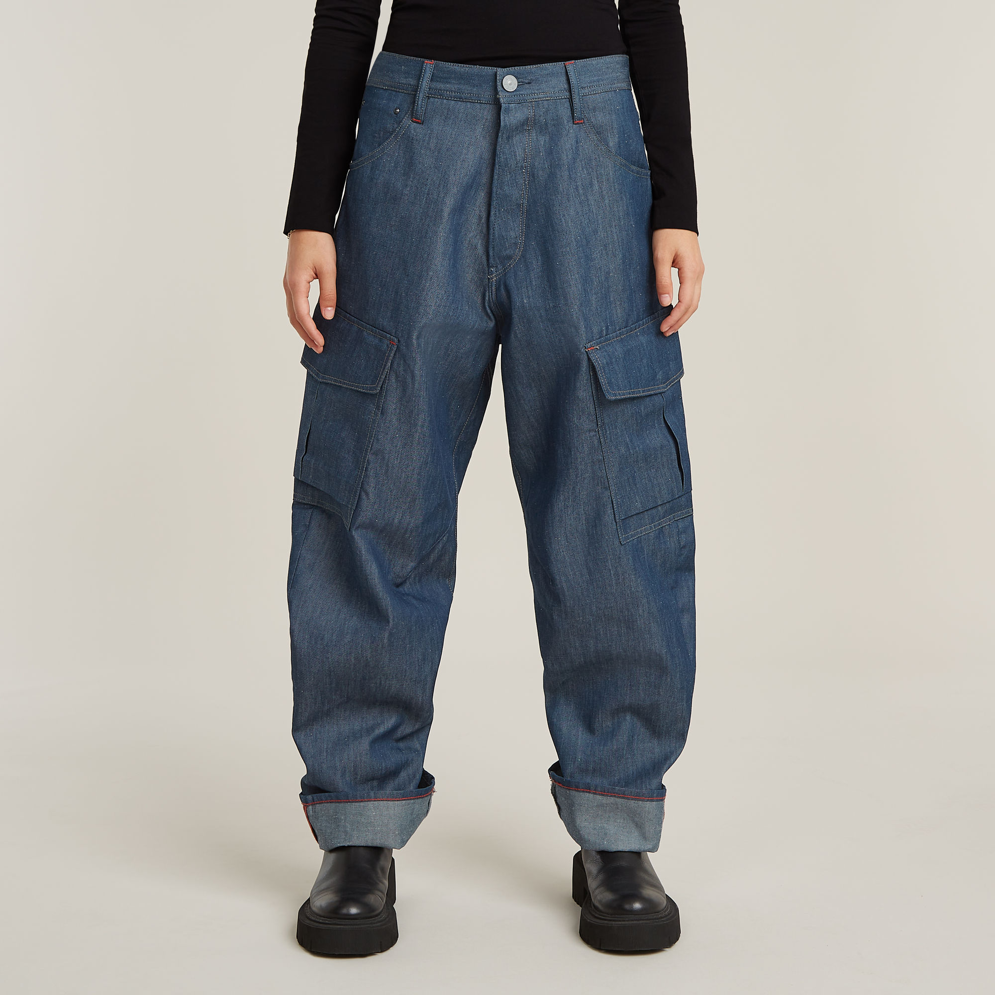 

Cargo 3D Boyfriend Pants - Dark blue - Women