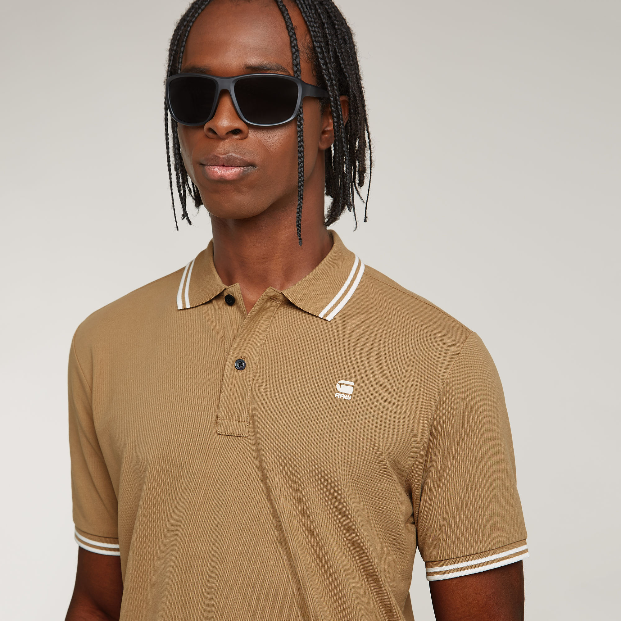 G-Star RAW Dunda Slim Stripe Polo Beige Heren