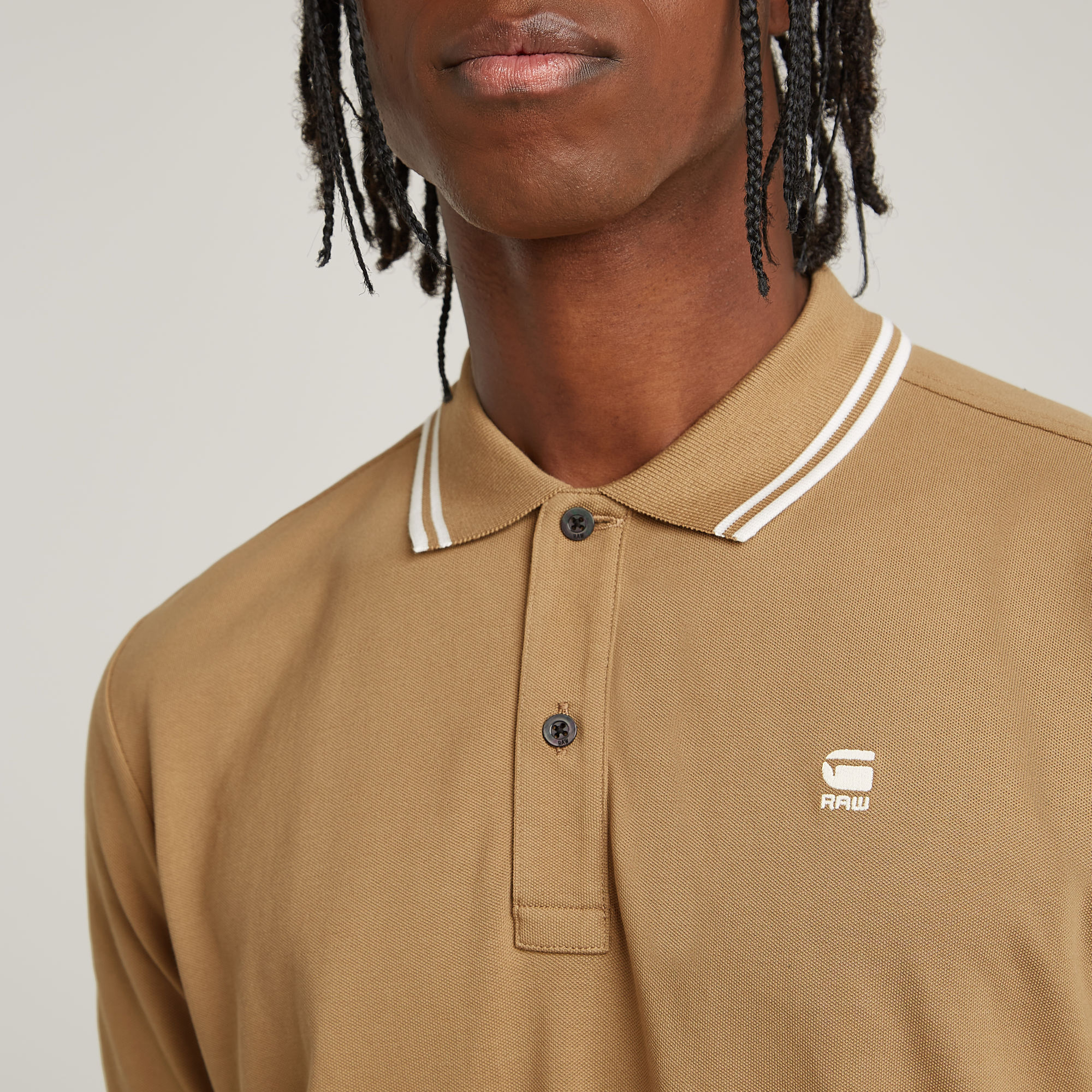 G-Star RAW Dunda Slim Stripe Polo Beige Heren