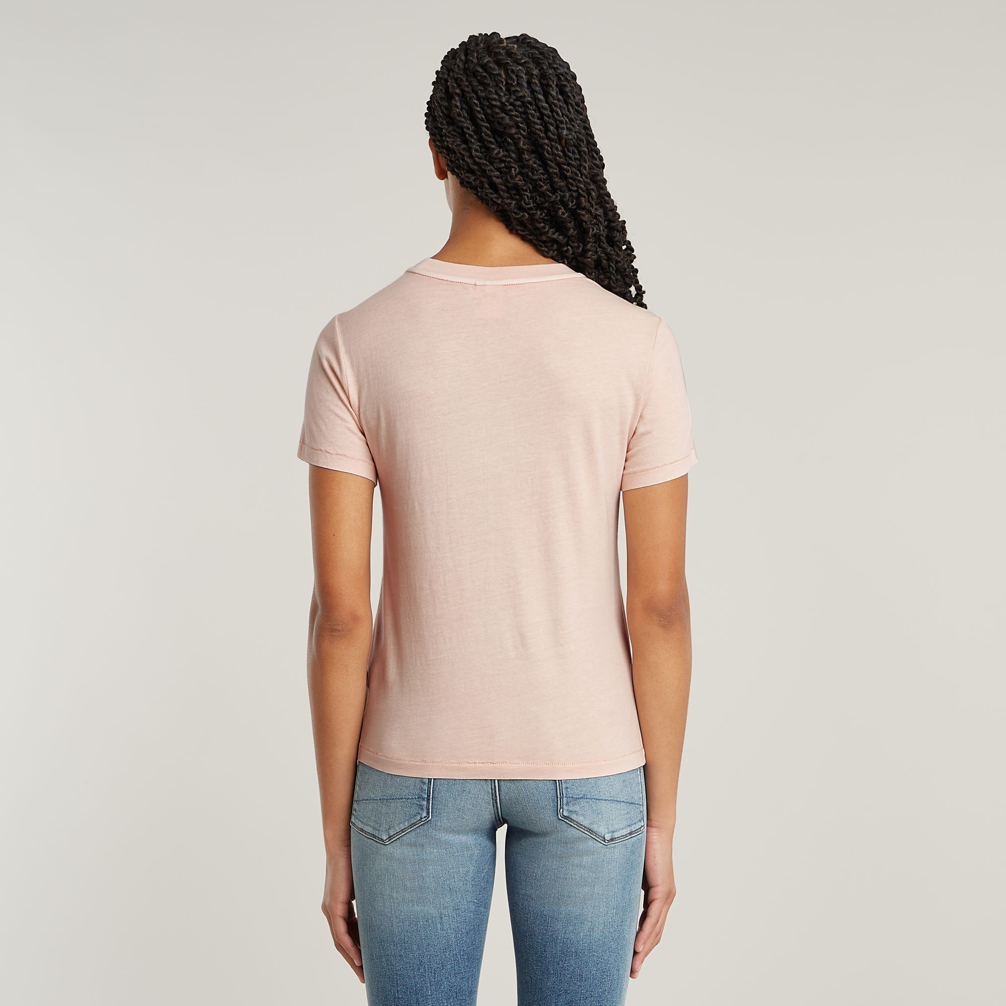 G-Star RAW T-shirt Overdyed Front Seam Roze Dames