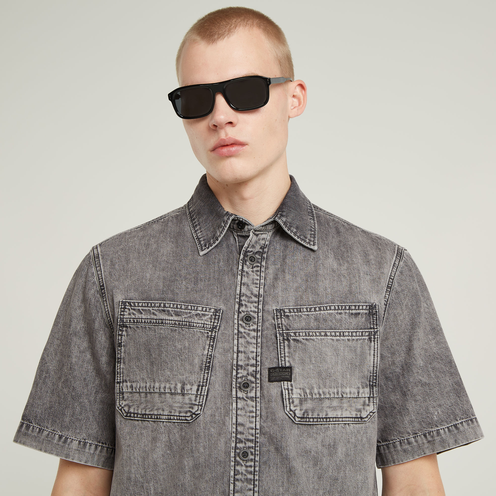 G-Star RAW Slanted Double Pocket Regular Shirt Grijs Heren