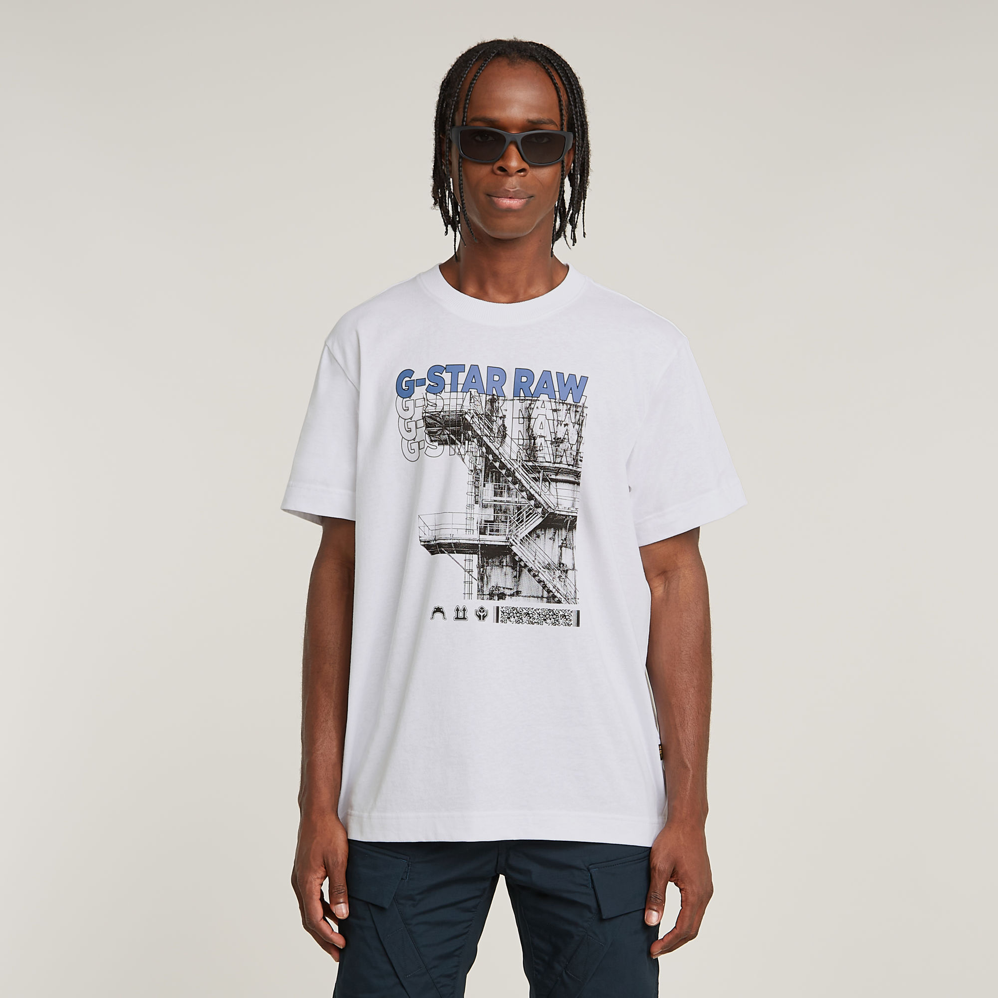 G-Star RAW Stairs Graphic Loose T-shirt - Wit - Heren