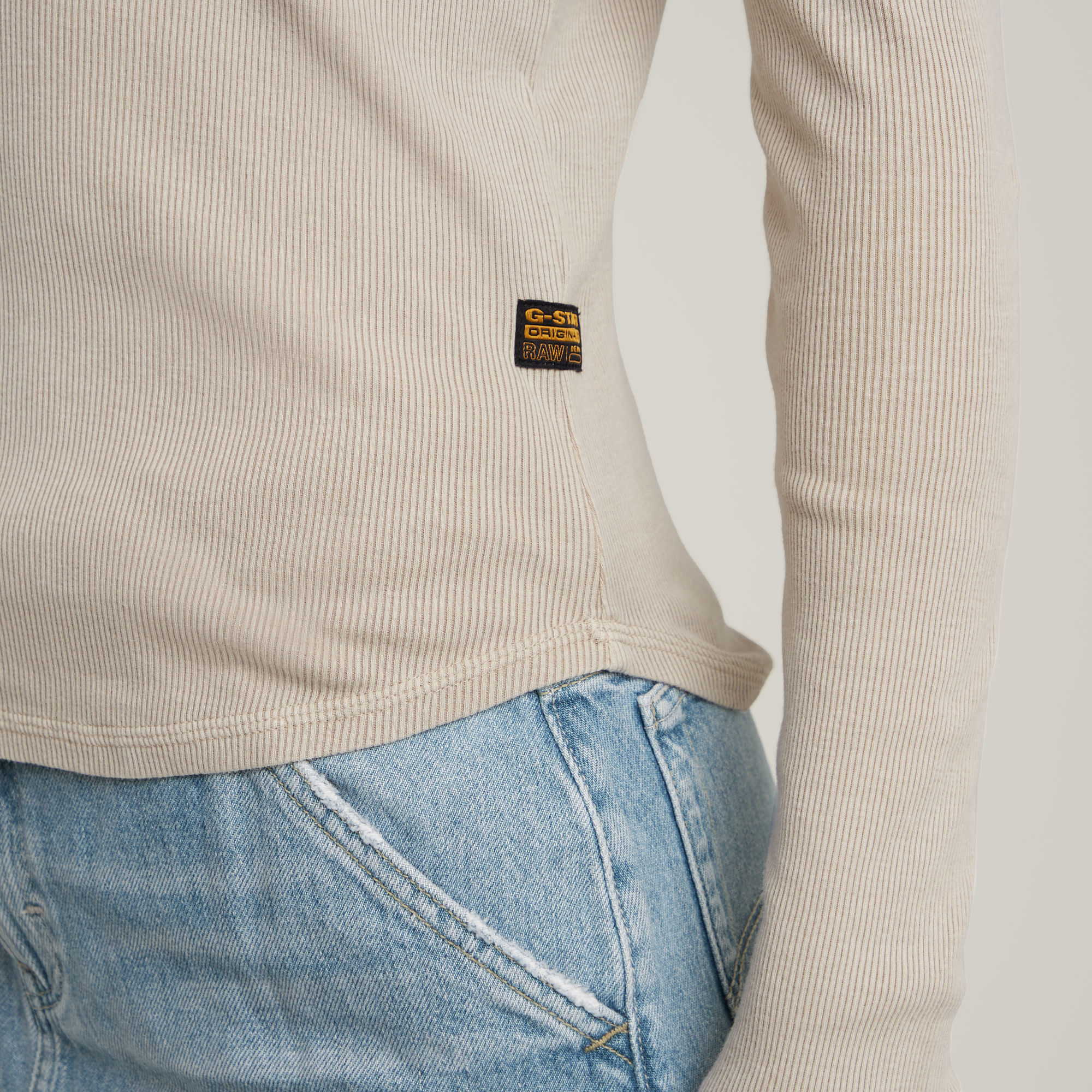 G-Star RAW Deep V Slim Top Beige Dames