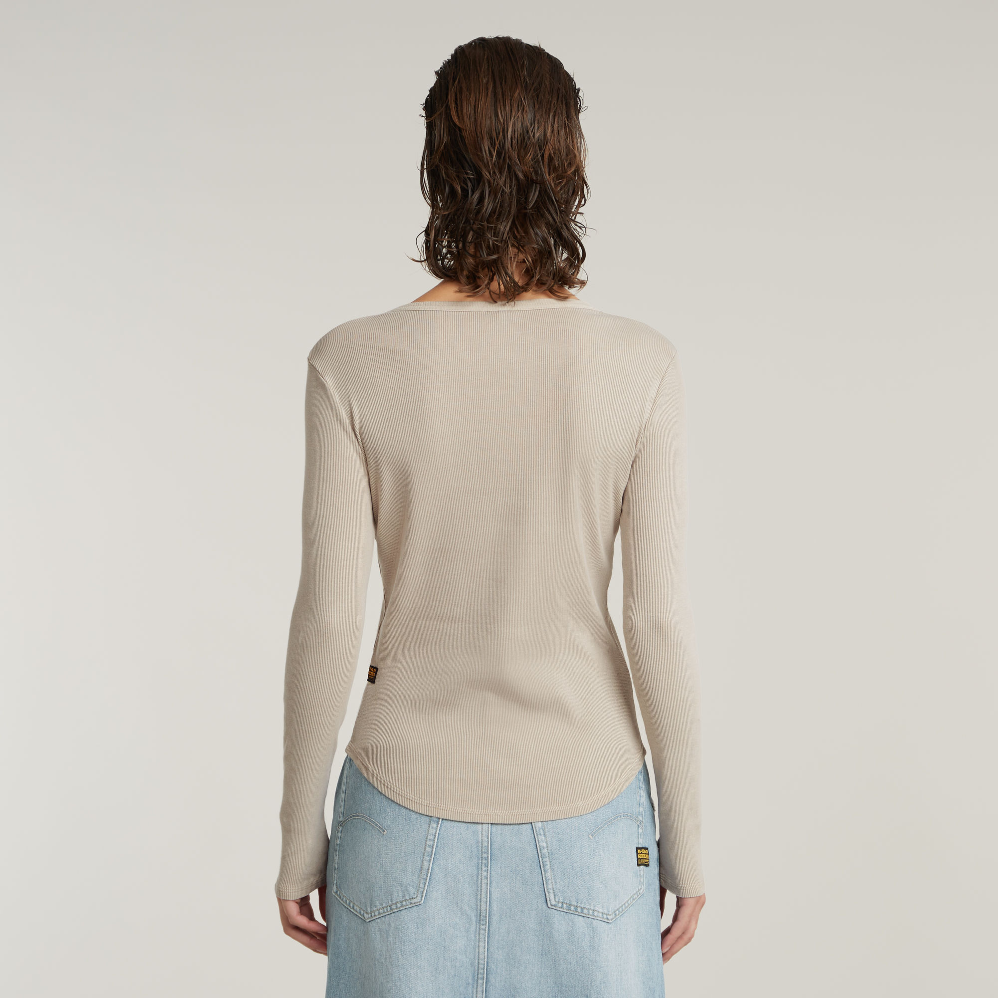 G-Star RAW Deep V Slim Top Beige Dames
