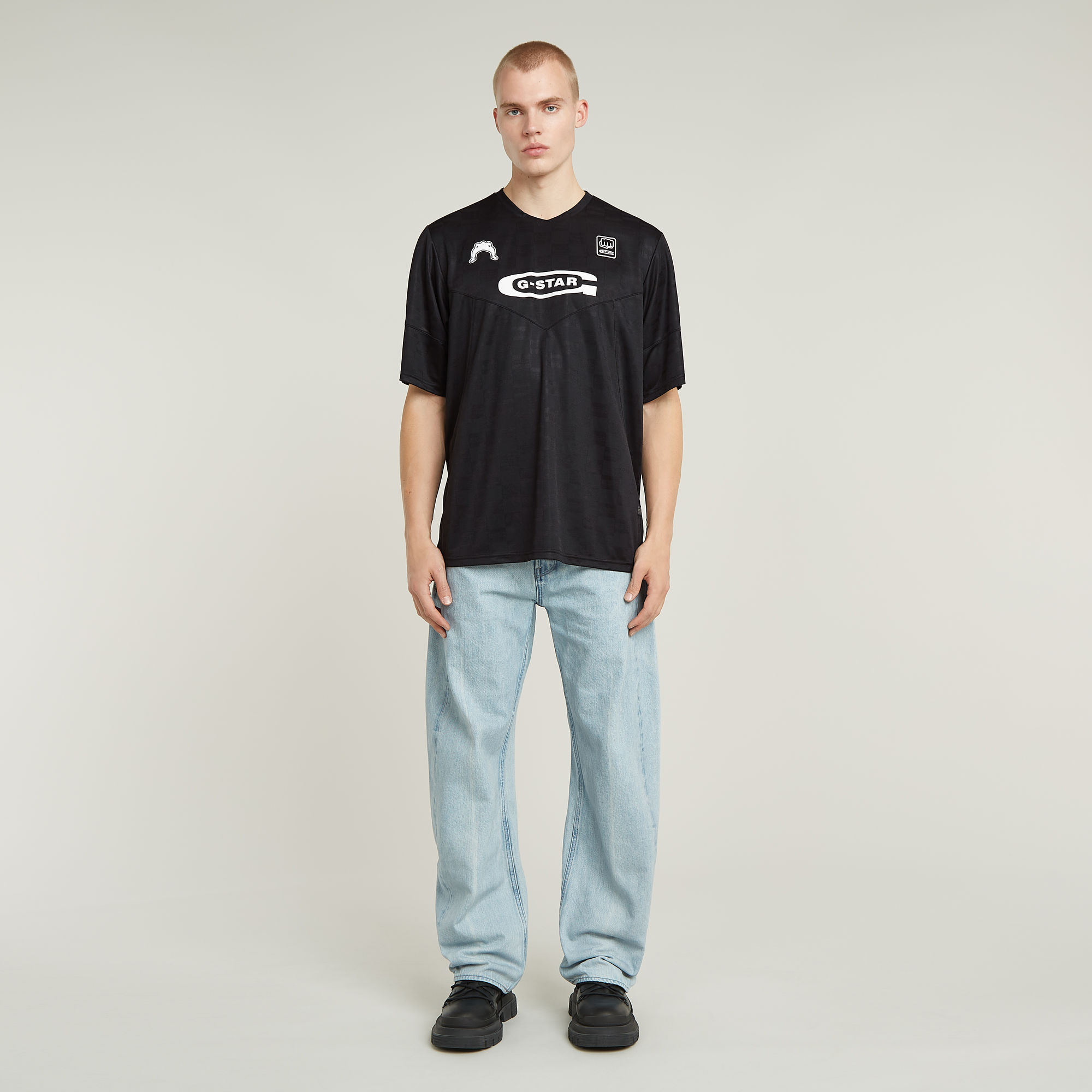 G-Star RAW Football Jersey T-Shirt Zwart Heren