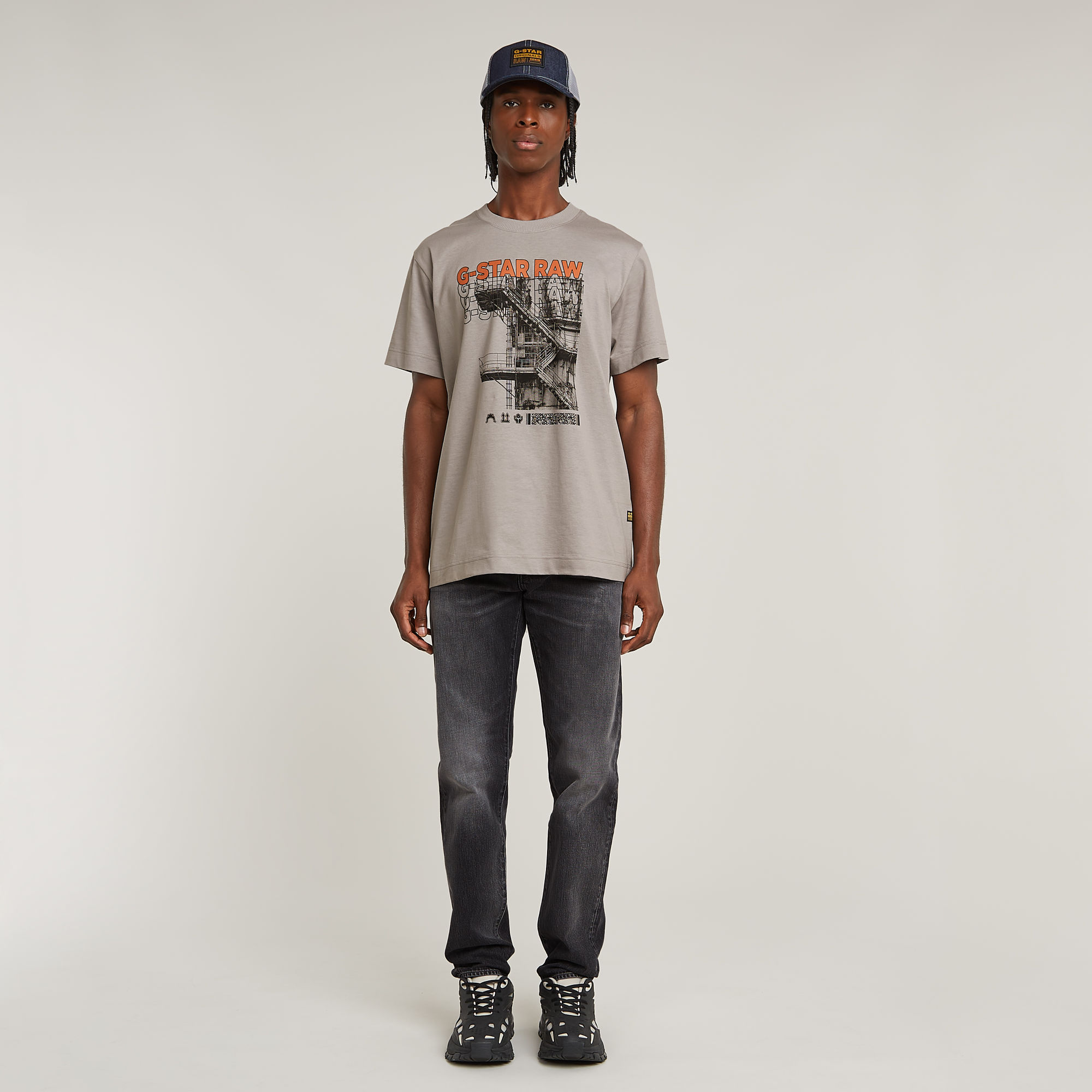 G-Star RAW Stairs Graphic Loose T-shirt Grijs Heren