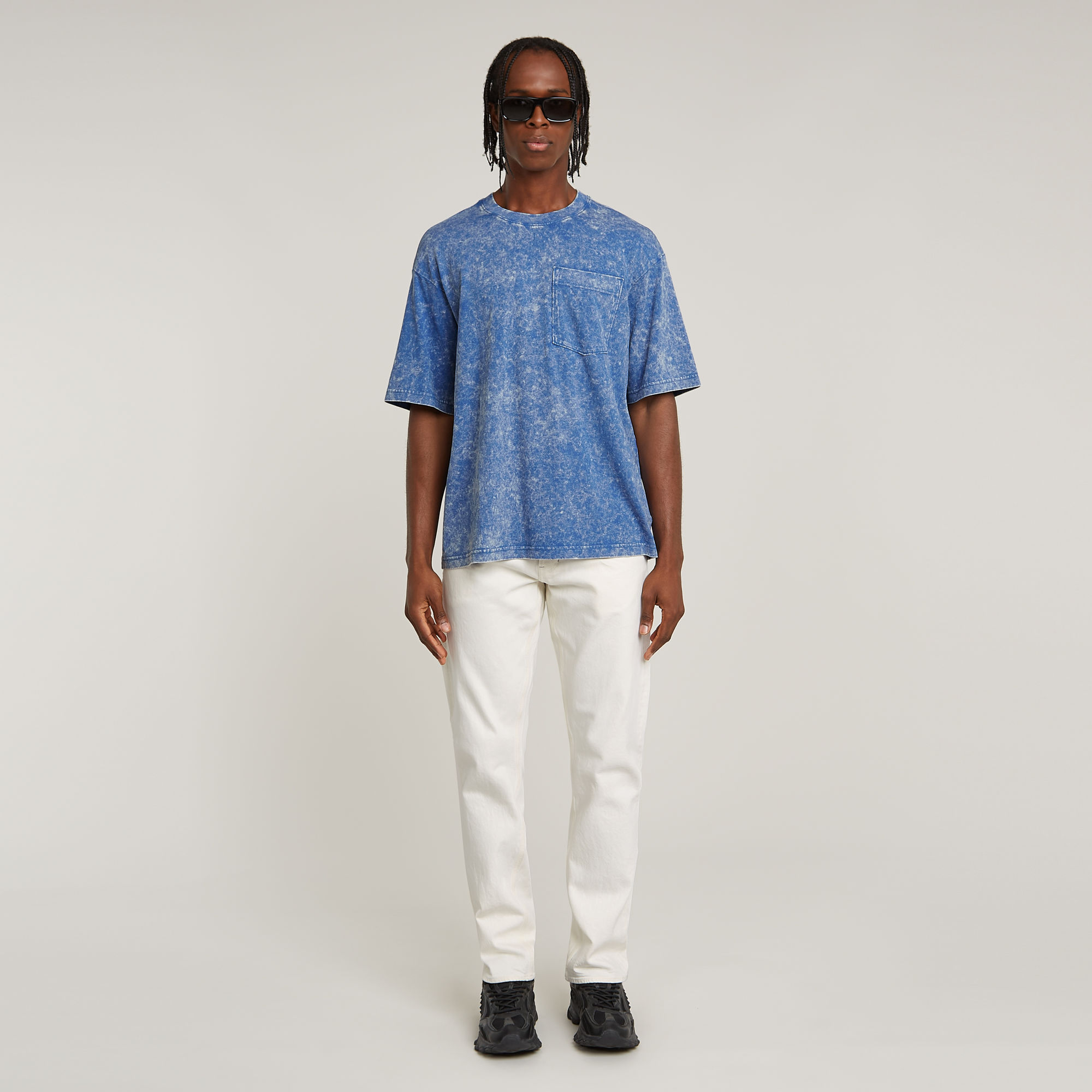 G-Star RAW Acid Wash Boxy T-Shirt Midden blauw Heren