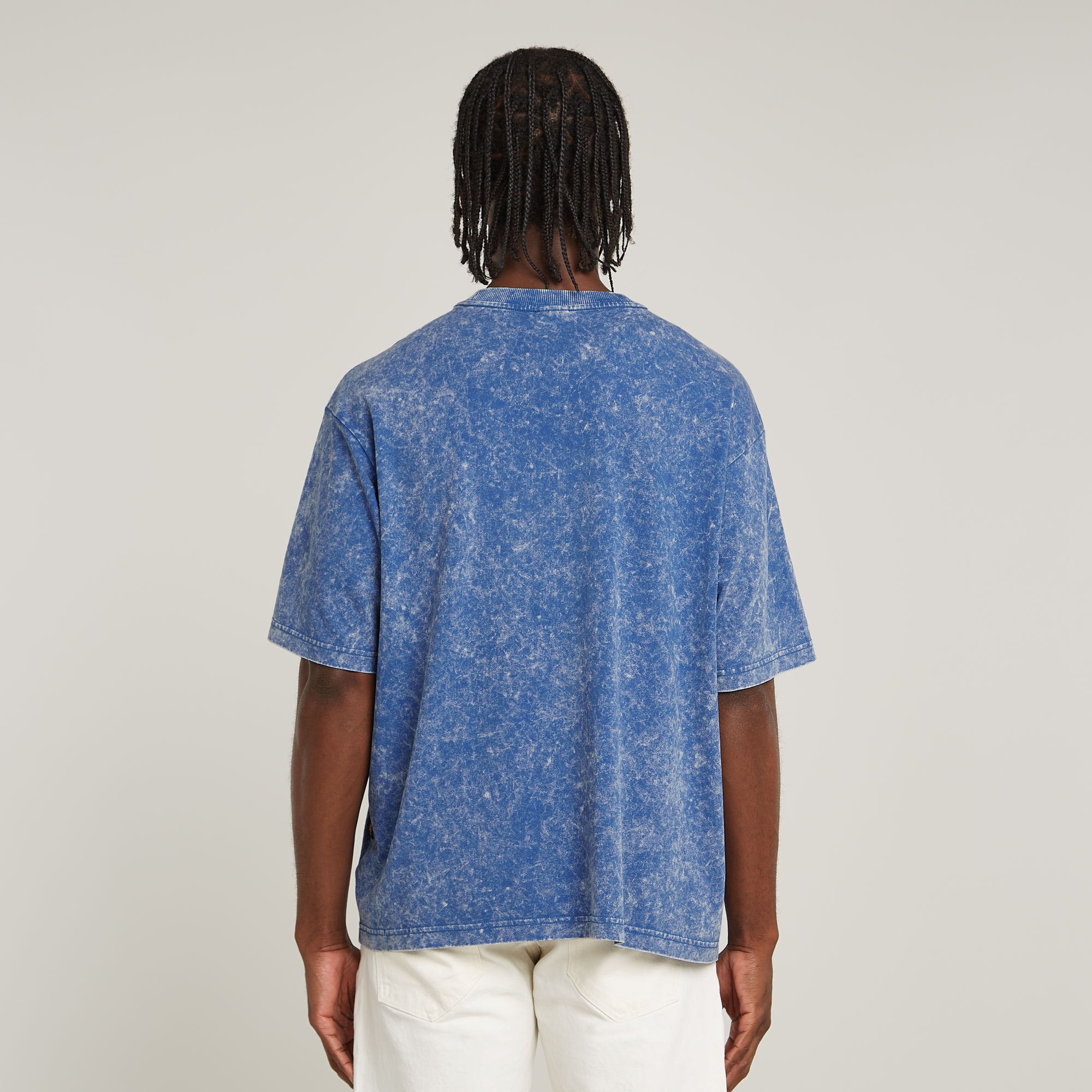 G-Star RAW Acid Wash Boxy T-Shirt Midden blauw Heren