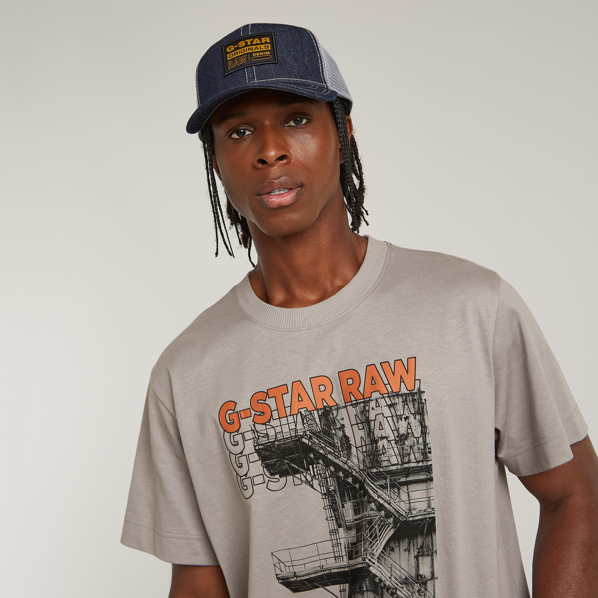 G-Star RAW Stairs Graphic Loose T-shirt Grijs Heren