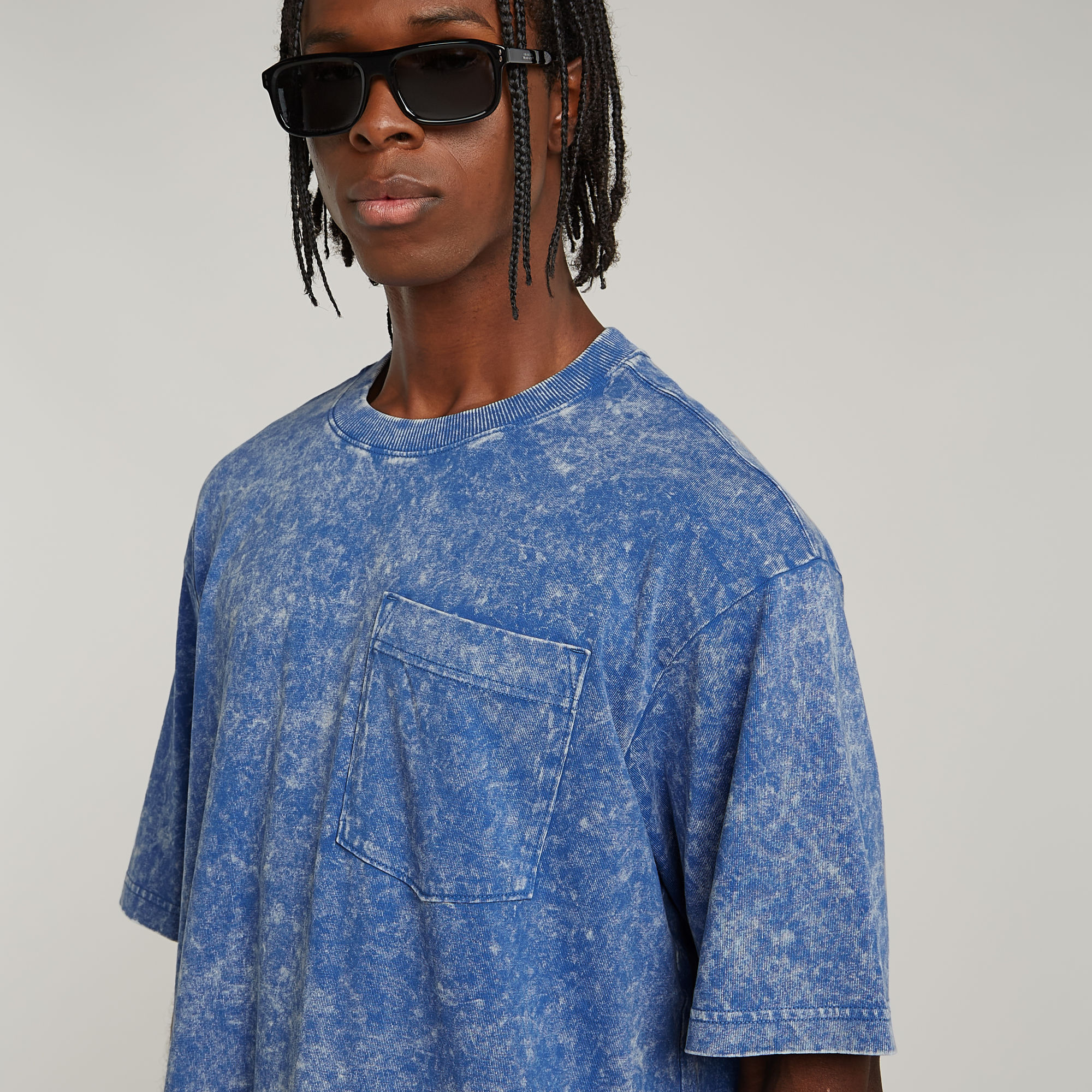 G-Star RAW Acid Wash Boxy T-Shirt Midden blauw Heren