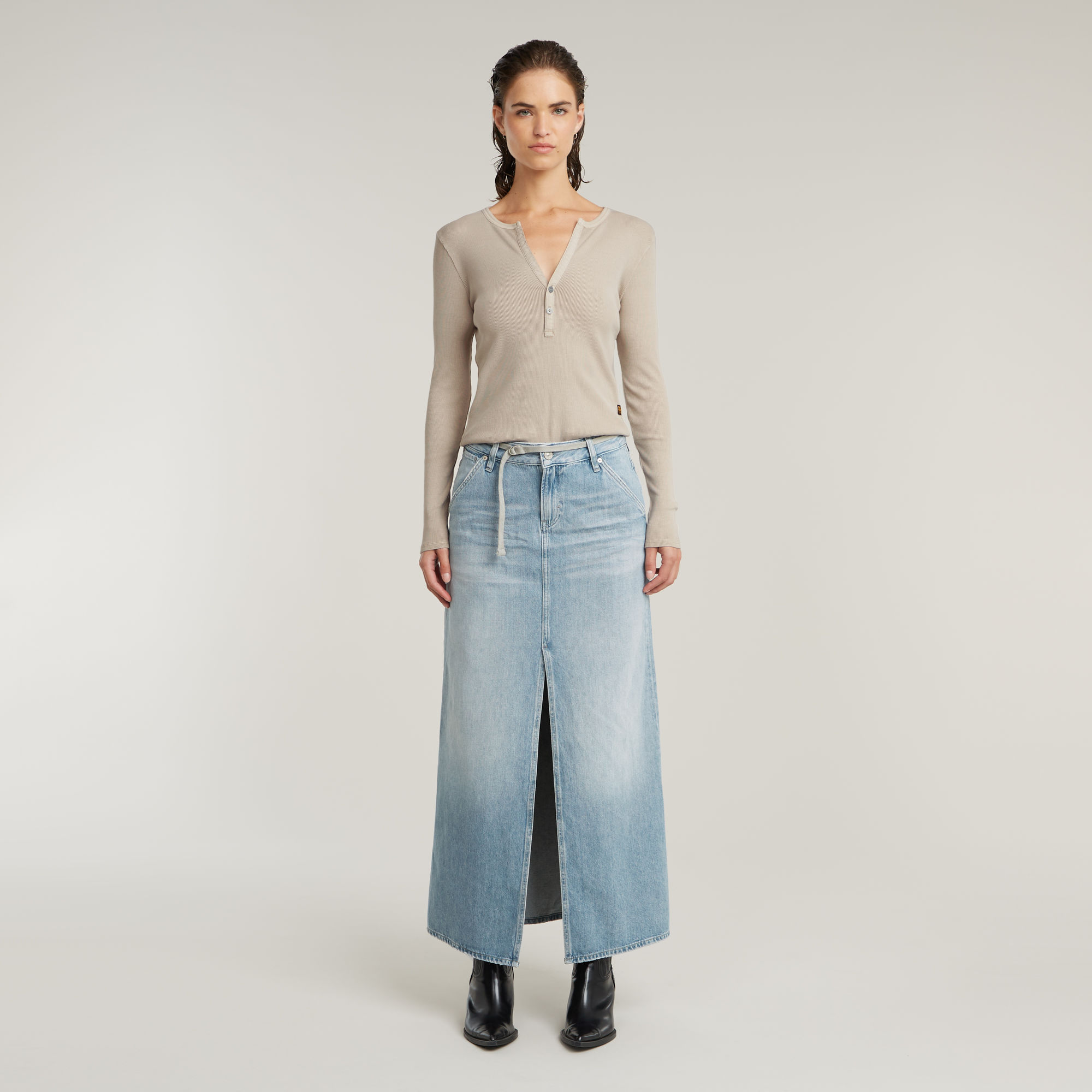 G-Star RAW Deep V Slim Top Beige Dames