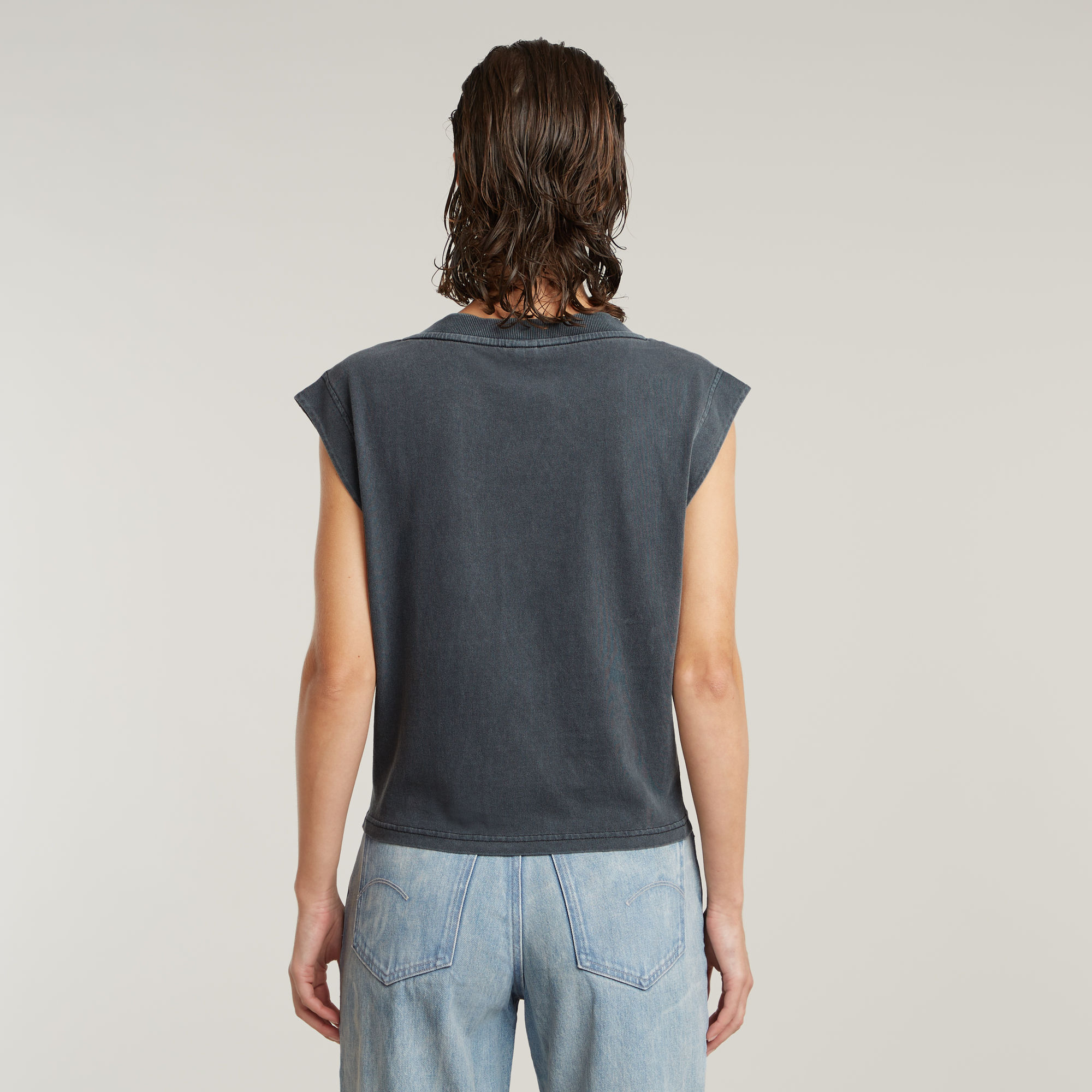 G-Star RAW Mini G-Script Logo Overdyed Top Grijs Dames