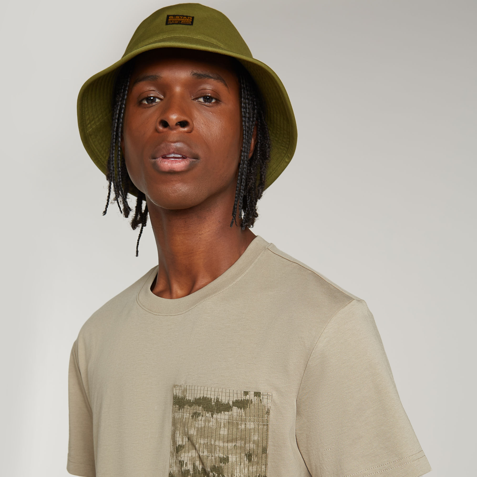 G-Star RAW Shadow Woven Camo Pocket T-Shirt Beige Heren