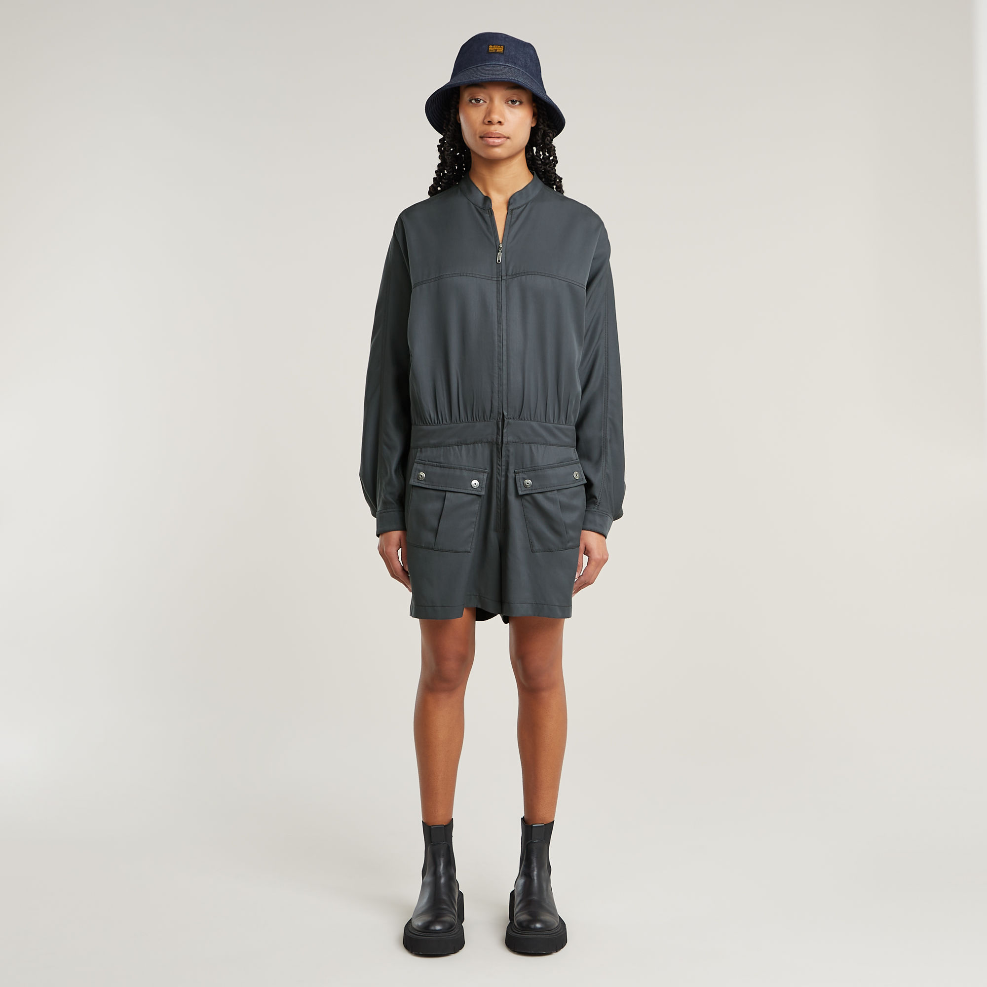 Thumbnail - Macro Balloon Playsuit - Grau - Damen