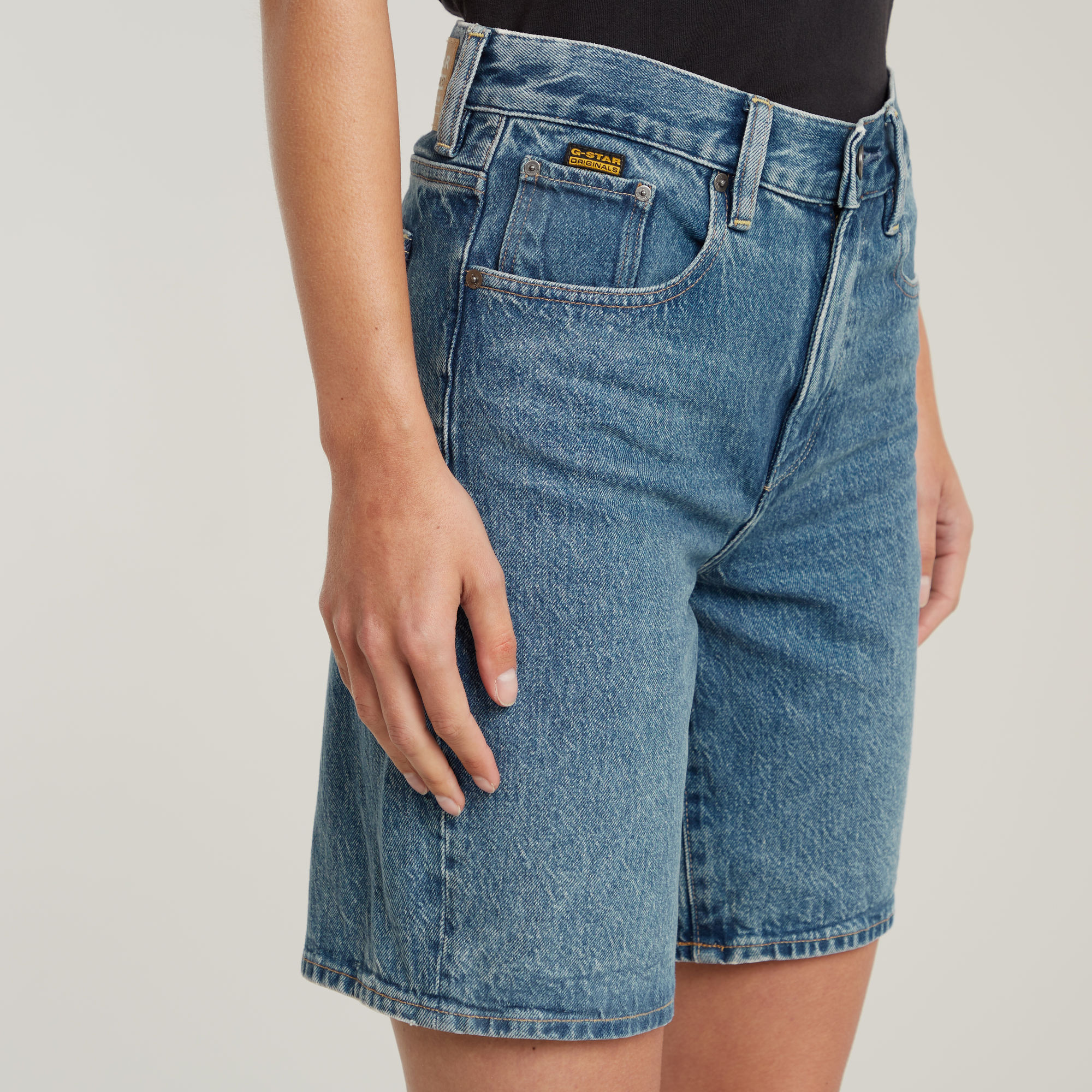 G-Star RAW Viktoria Bermuda High Waist Short Midden blauw Dames