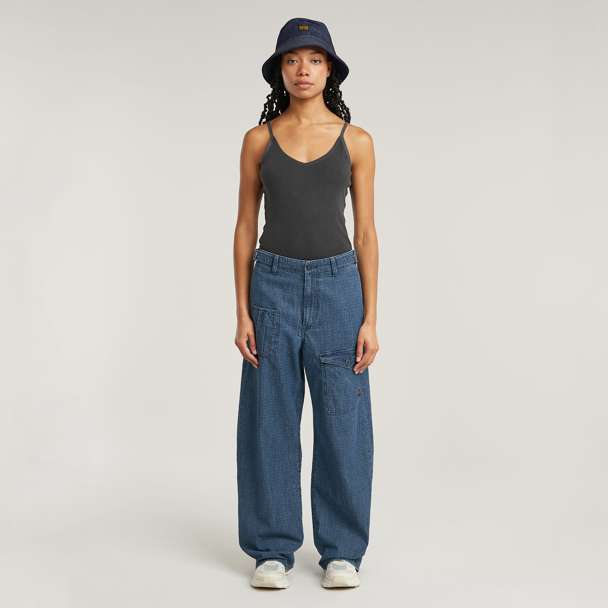 G-Star RAW Spaghetti Strap Rib Top Zwart Dames