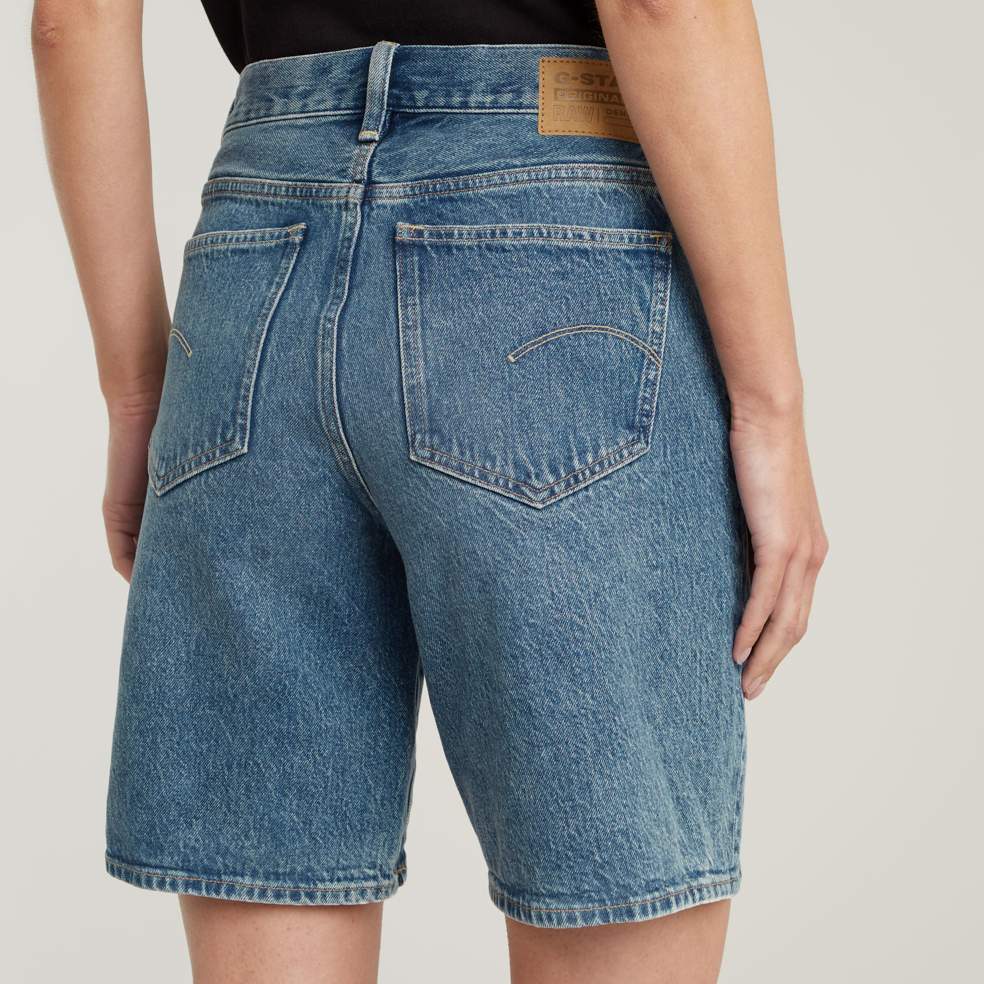 G-Star RAW Viktoria Bermuda High Waist Short Midden blauw Dames