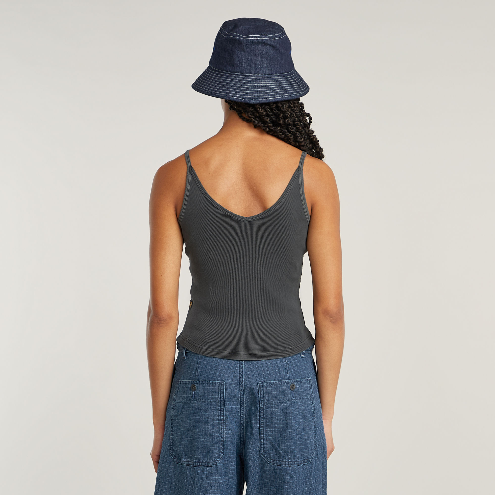 G-Star RAW Spaghetti Strap Rib Top Zwart Dames