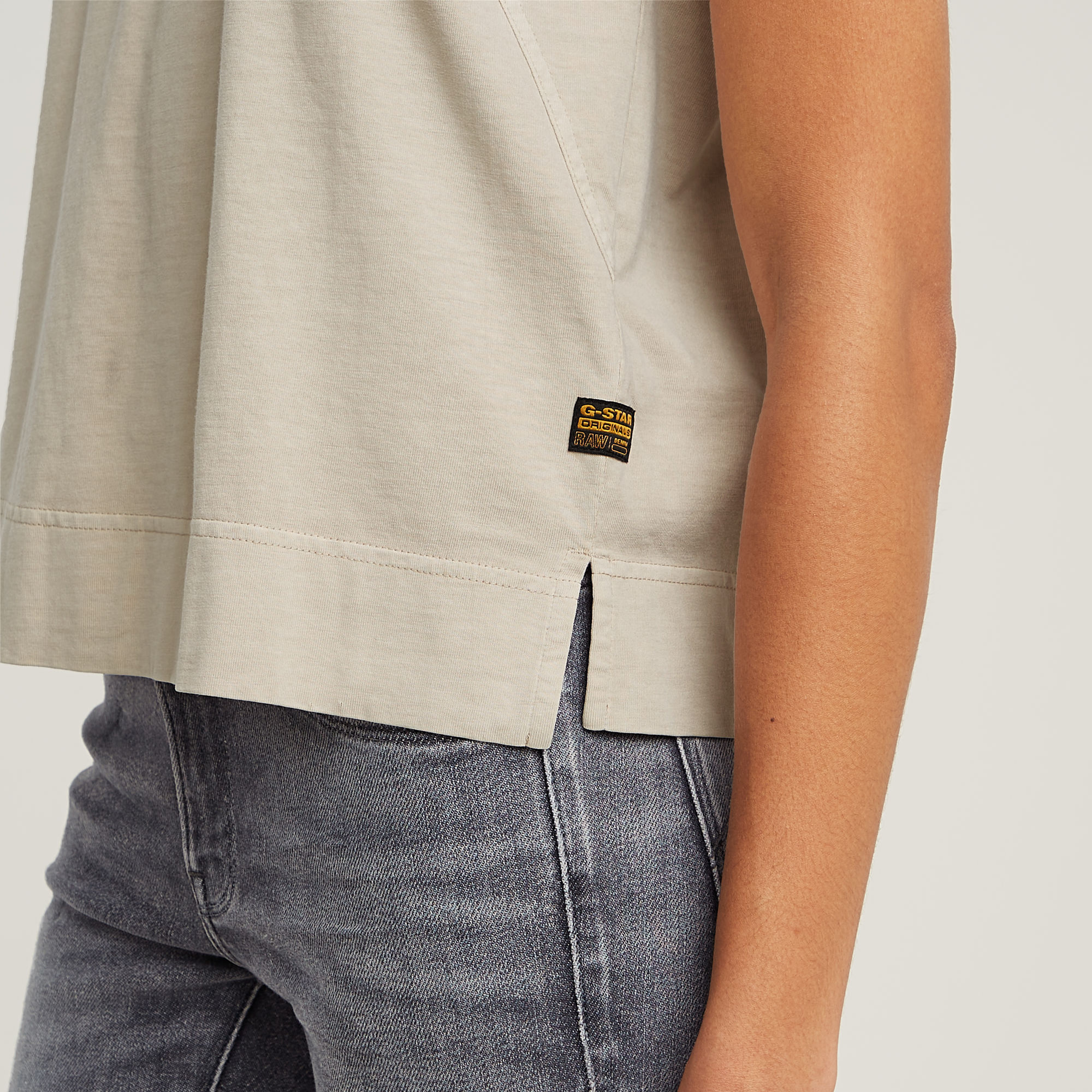 G-Star RAW Back Zip Overdyed Top Beige Dames