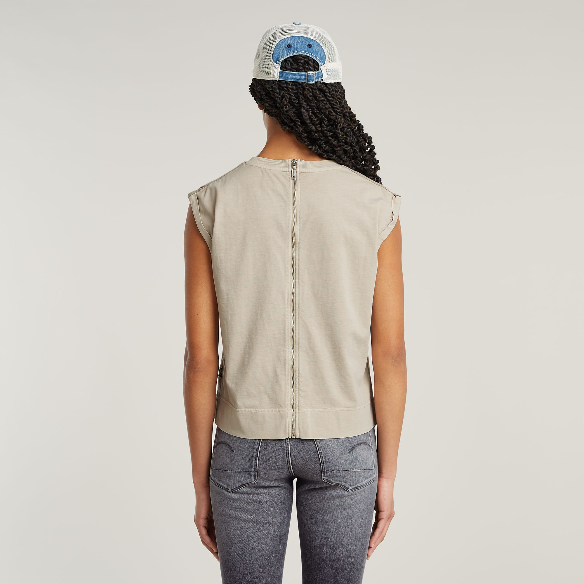 G-Star RAW Back Zip Overdyed Top Beige Dames